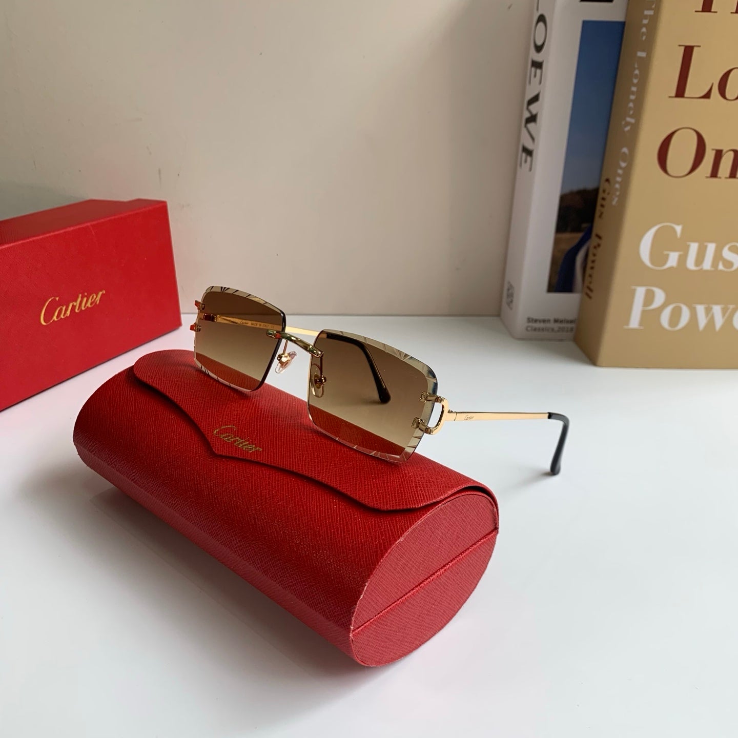 Cartier Metal Fashion Brown Lens Sunglasses for Men & Women - 382838 - detail image 5