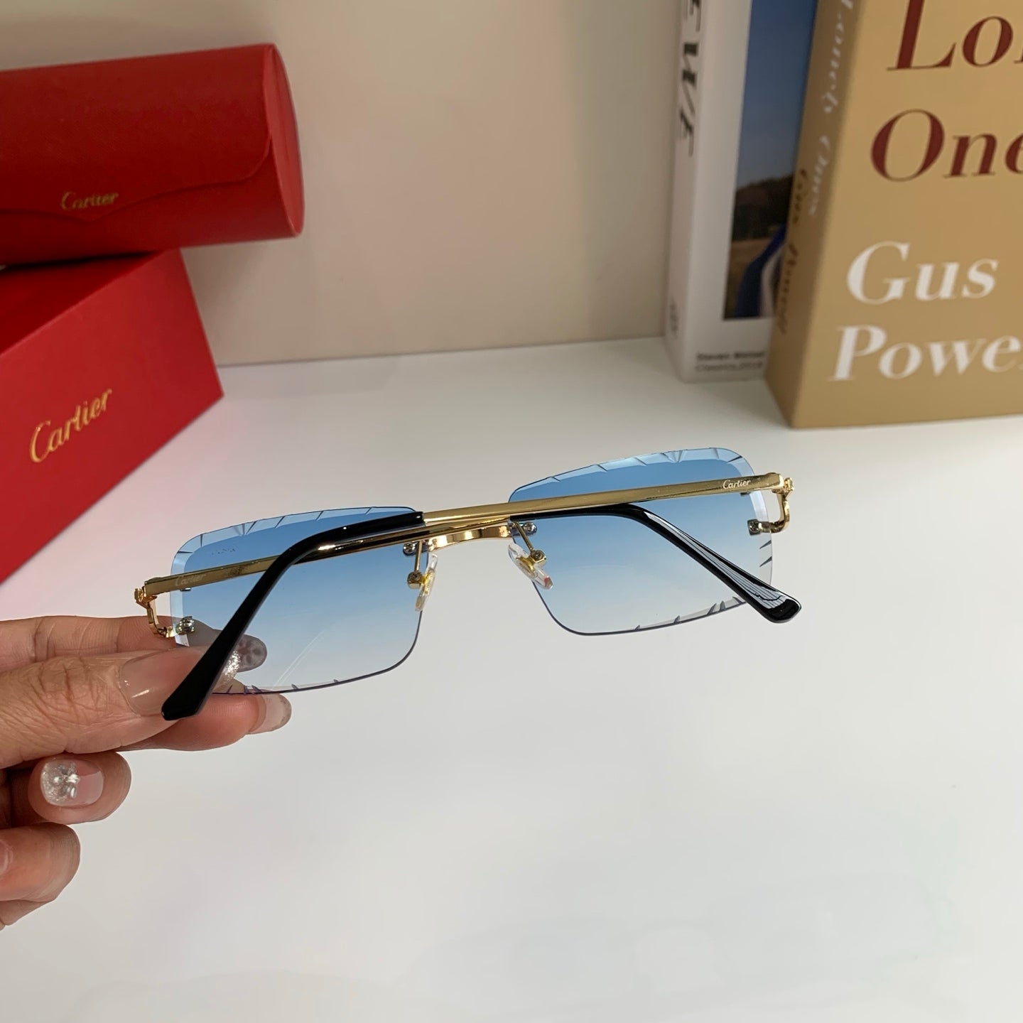 Cartier Metal Fashion Silver Lens Sunglasses for Men & Women - 382840 - detail image 6