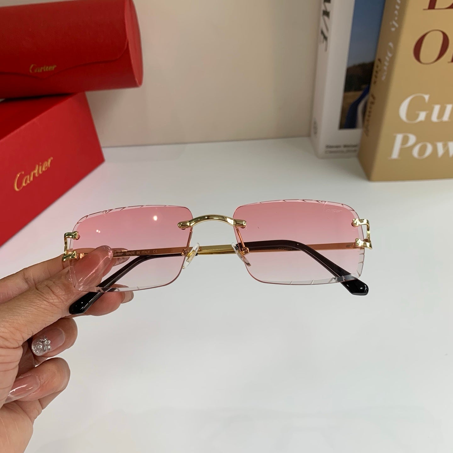 Cartier Metal Fashion Silver Lens Sunglasses for Men & Women - 382841 - detail image 3