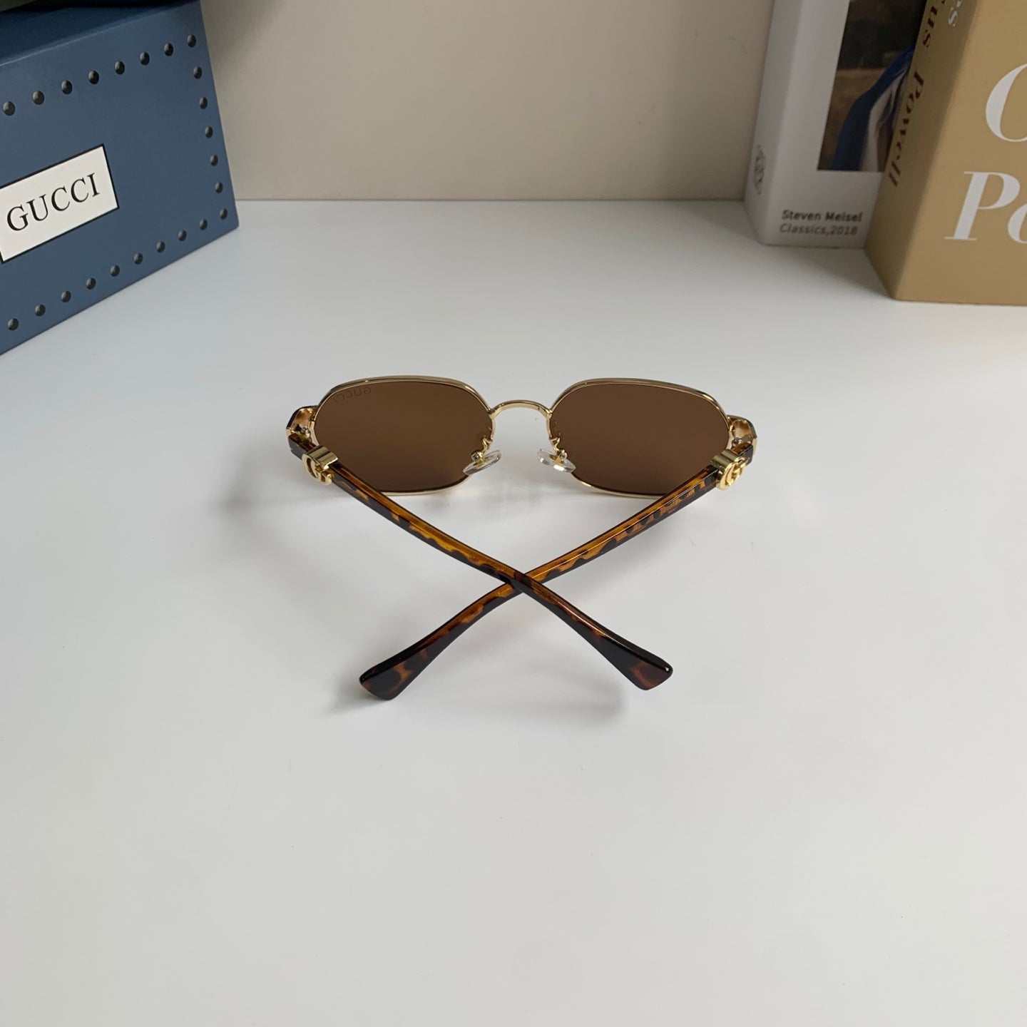 Gucci Metal Square Brown Lens Sunglasses for Men & Women - 398354 - detail image 7