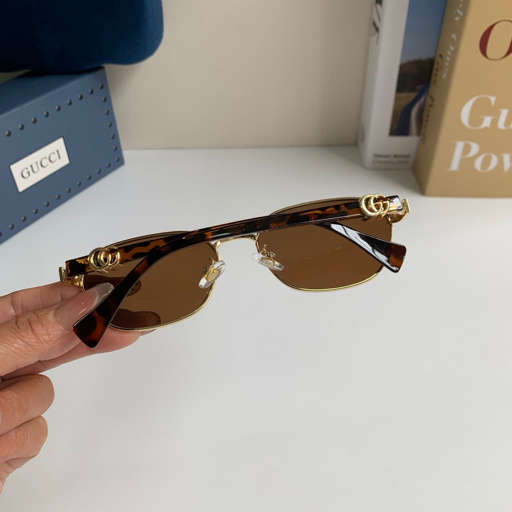 Gucci Metal Square Brown Lens Sunglasses for Men & Women - 398354 - detail image 6
