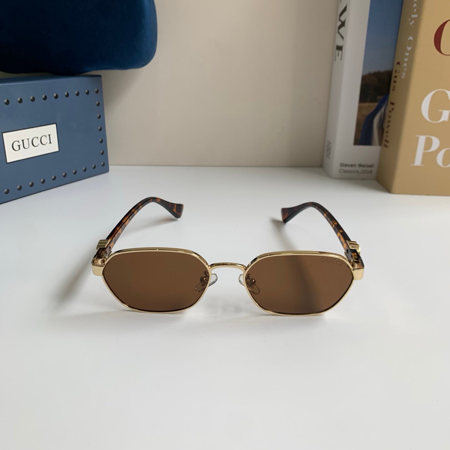 Gucci Metal Square Brown Lens Sunglasses for Men & Women - 398354 - detail image 3