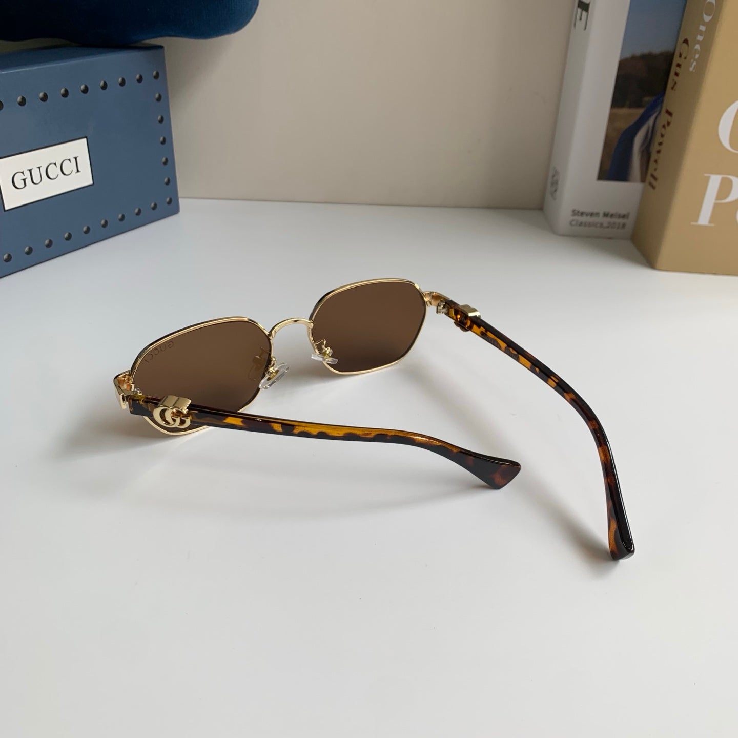 Gucci Metal Square Brown Lens Sunglasses for Men & Women - 398354 - detail image 8