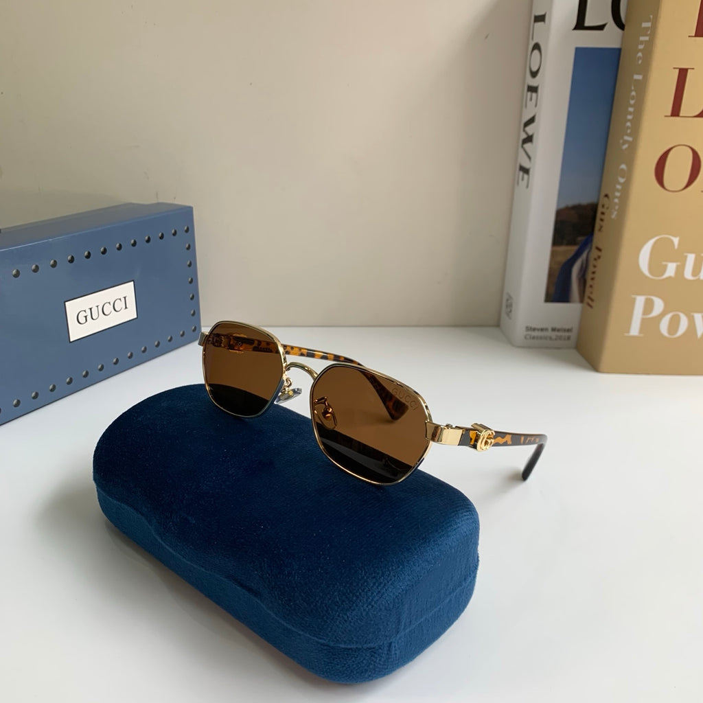 Gucci Metal Square Brown Lens Sunglasses for Men & Women - 398354 - detail image 5