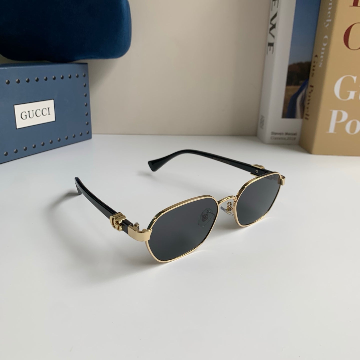 Gucci Metal Square Silver Lens Sunglasses for Men & Women - 398355