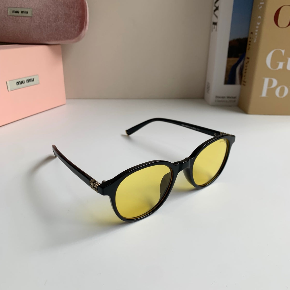 Miu Miu Blue-Light Fashion Gold Lens Sunglasses for Men & Women - 416255