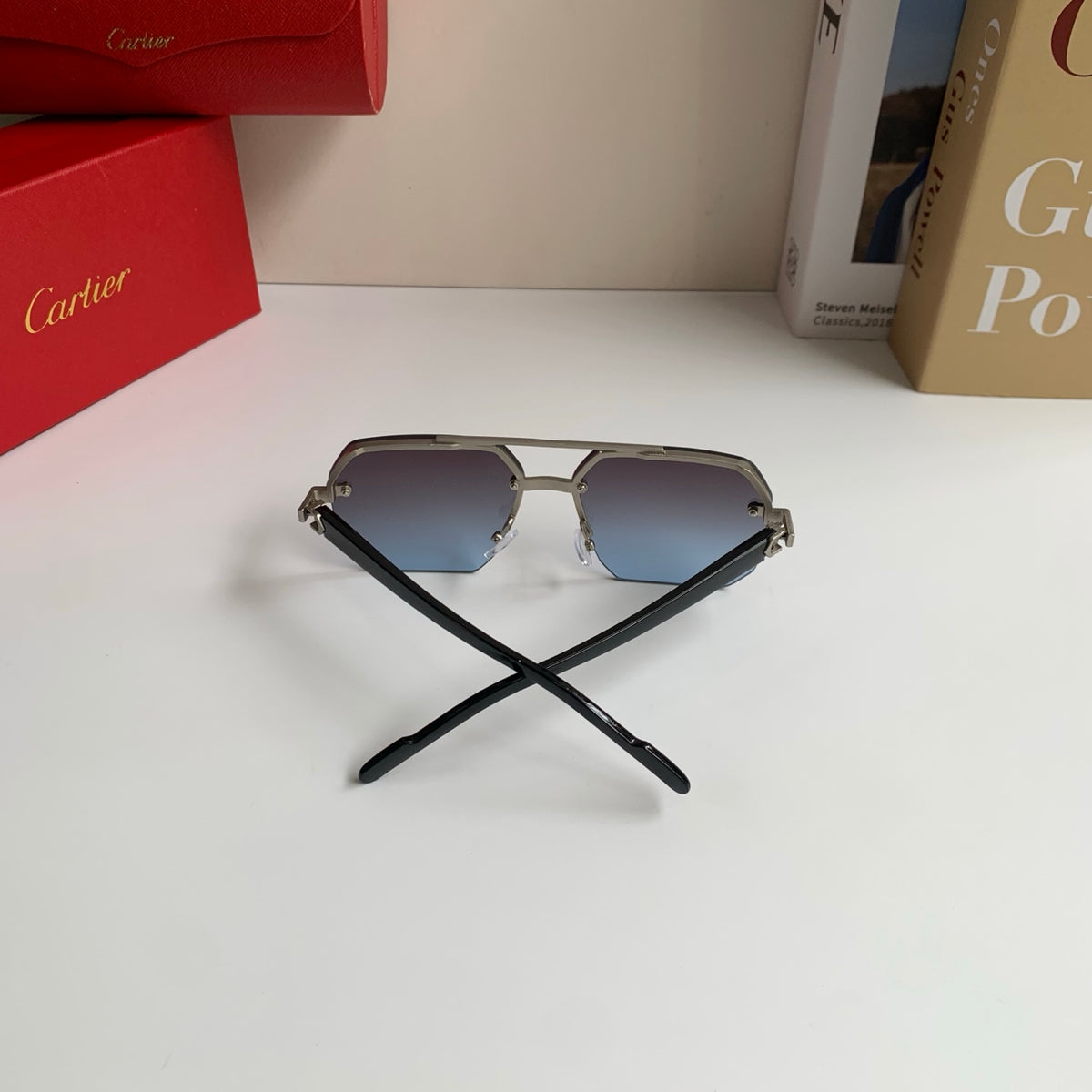 Cartier Square Silver Lens Sunglasses for Men & Women - 487399 - detail image 7