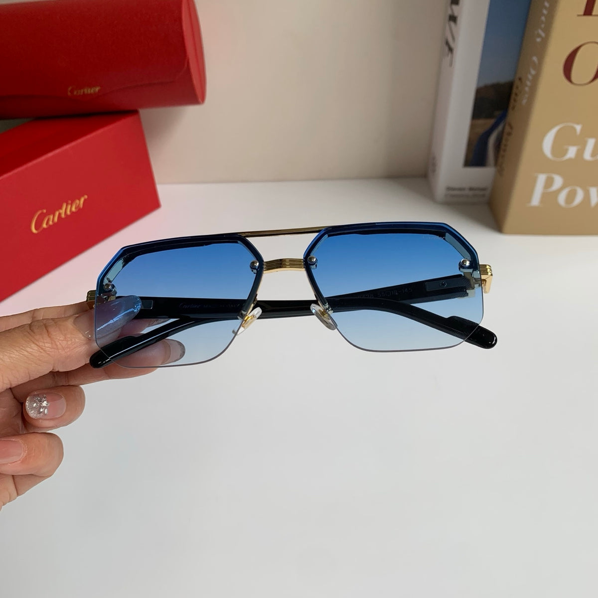 Cartier Square Blue Lens Sunglasses for Men & Women - detail image 4
