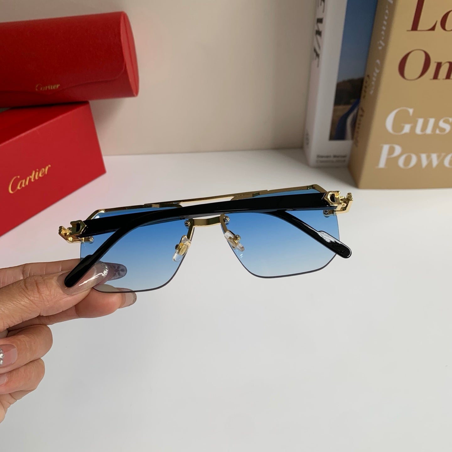 Cartier Square Blue Lens Sunglasses for Men & Women - detail image 7