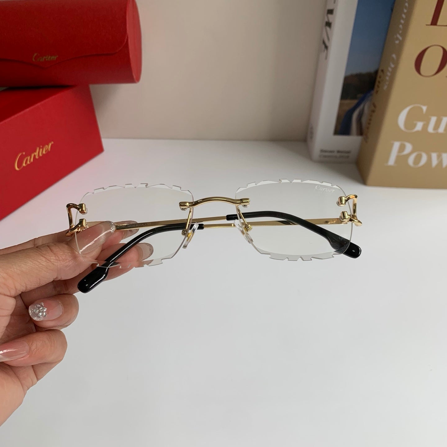 Cartier Lightweight Rimless Silver Lens Sunglasses for Men & Women - 432374 - detail image 4