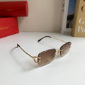 Cartier Lightweight Rimless Brown Lens Sunglasses for Men & Women - 432376