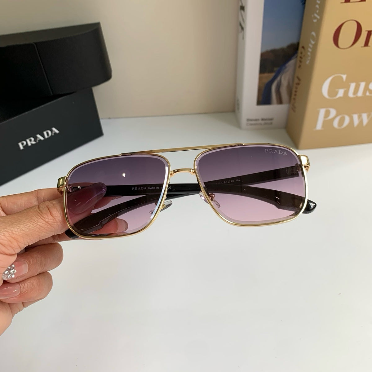 Prada Metal Square Silver Lens Sunglasses for Men & Women - 358445 - detail image 3