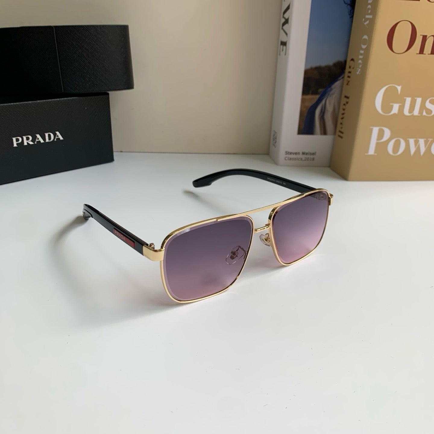 Prada Metal Square Silver Lens Sunglasses for Men & Women - 449401