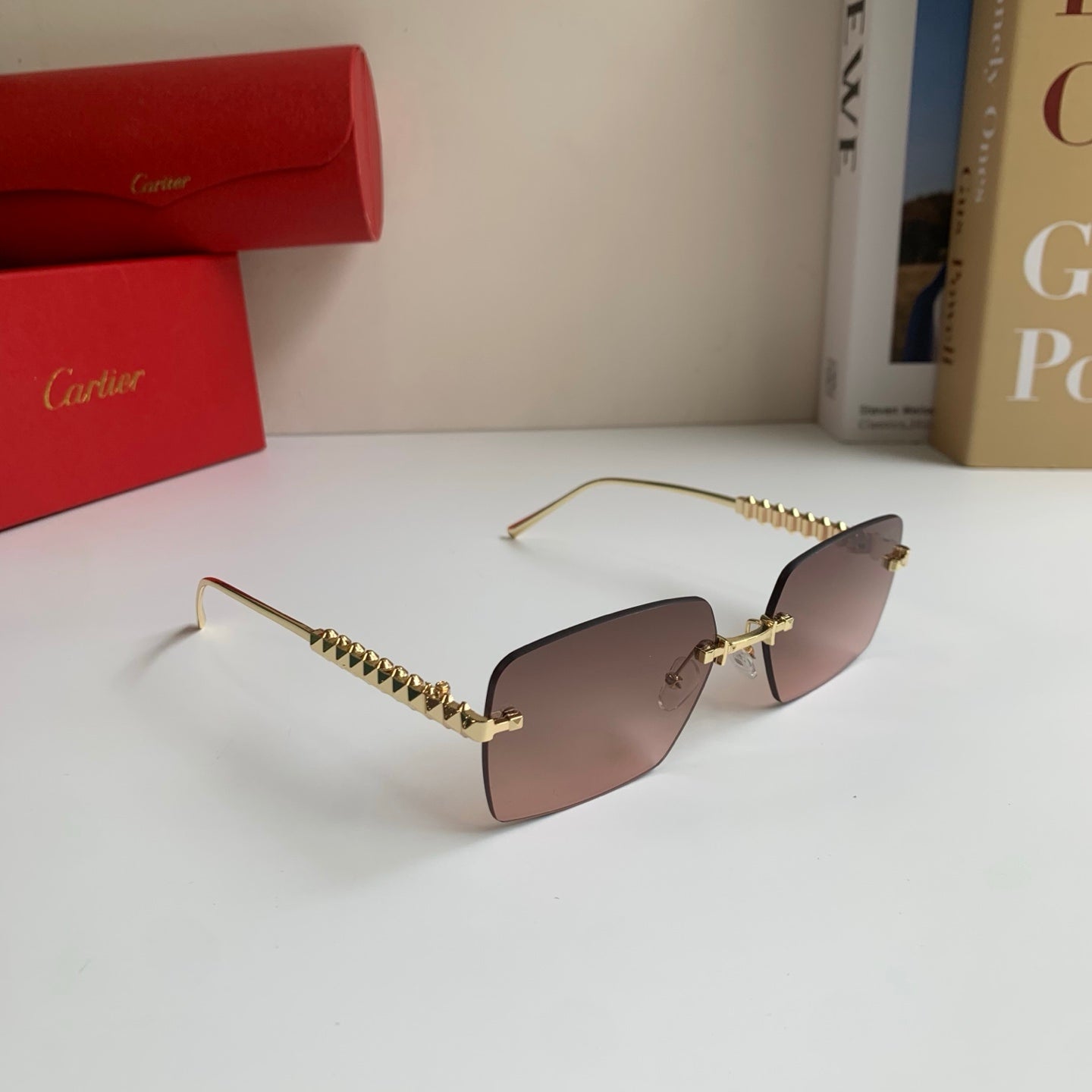 Cartier Lightweight Rimless Silver Lens Sunglasses for Men & Women - 372266