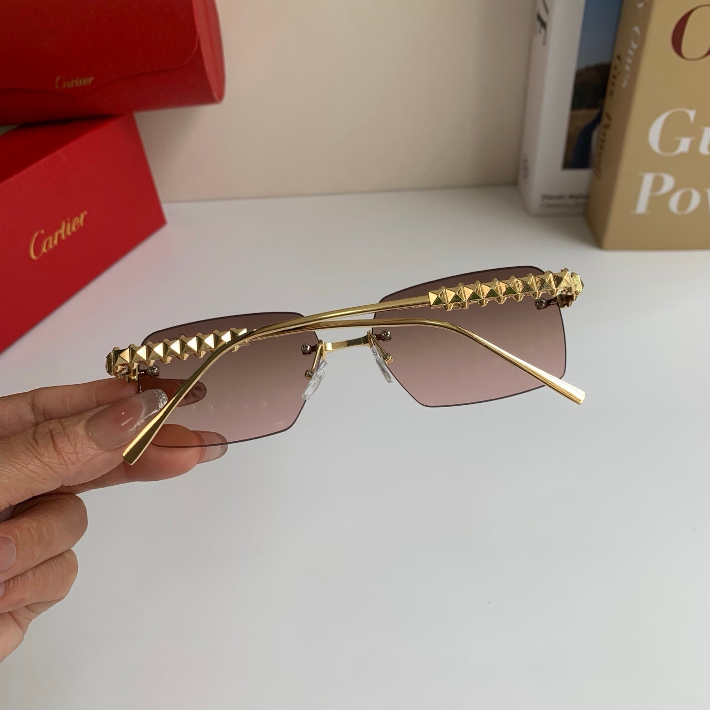 Cartier Lightweight Rimless Silver Lens Sunglasses for Men & Women - 372266 - detail image 6