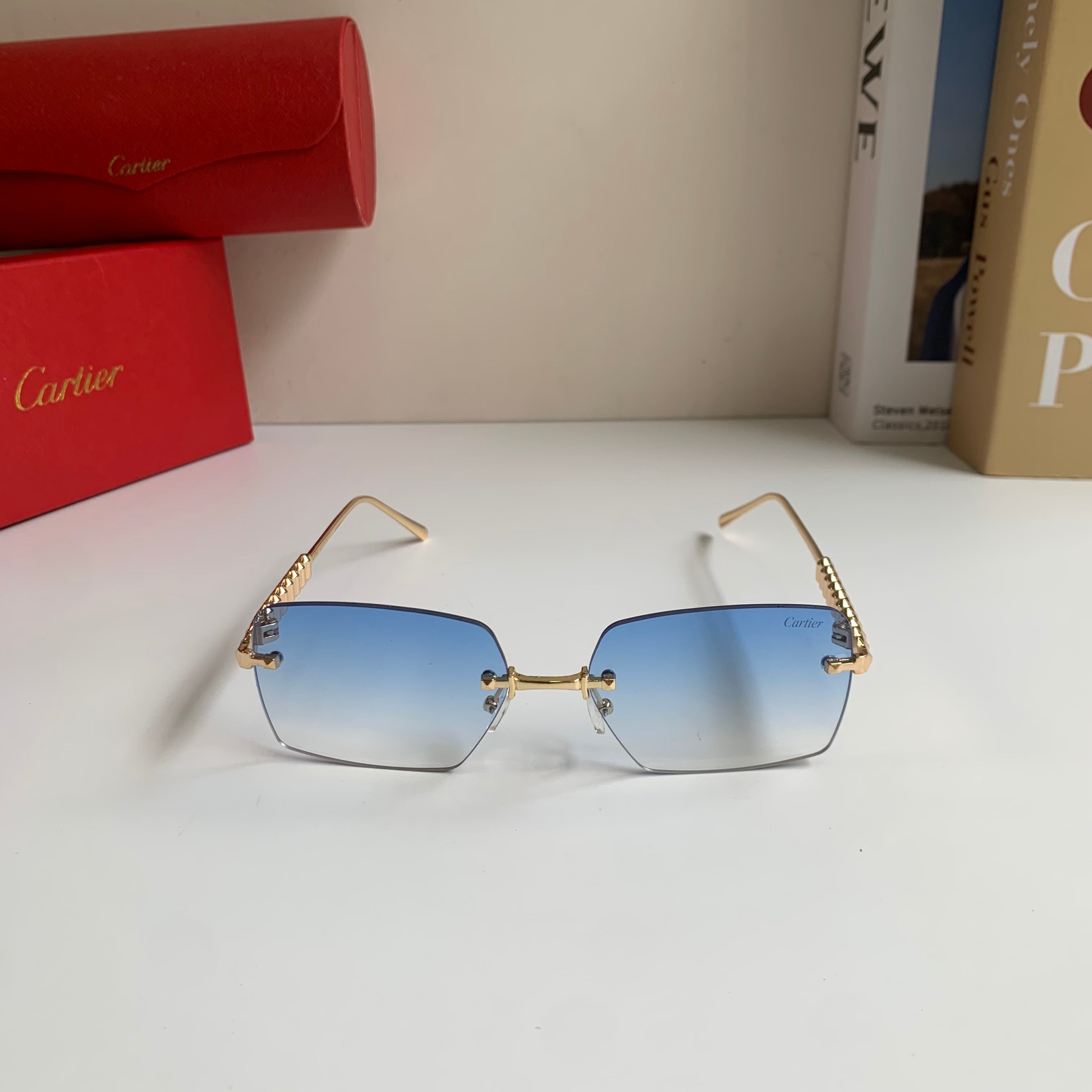 Cartier Lightweight Rimless Silver Lens Sunglasses for Men & Women - 449522 - detail image 5