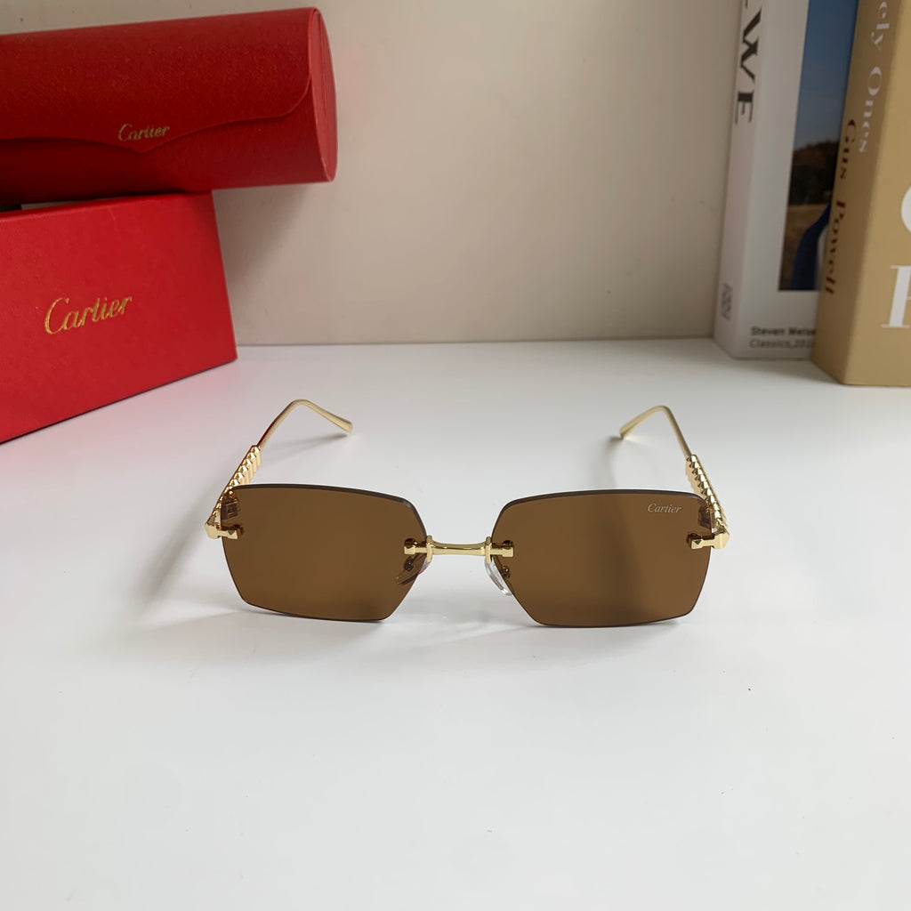 Cartier Lightweight Rimless Brown Lens Sunglasses for Men & Women - 372268 - detail image 5