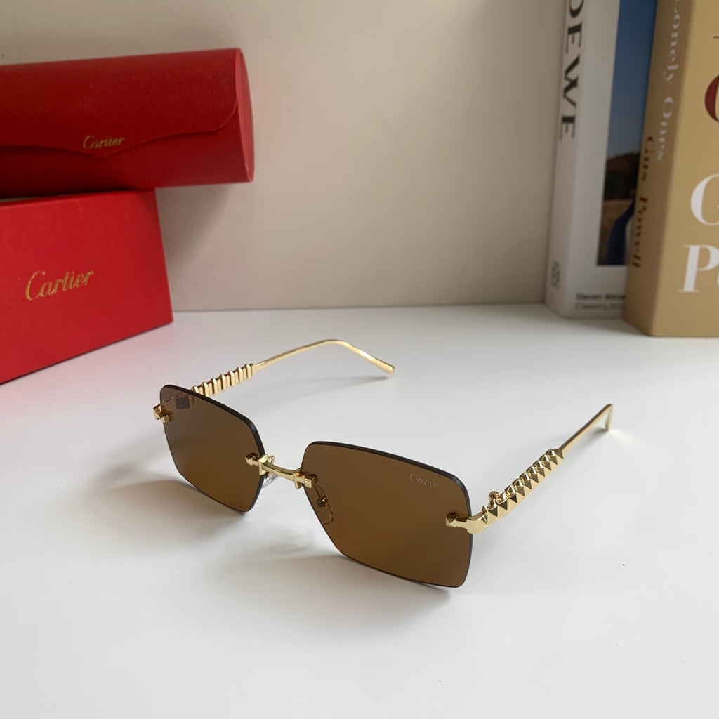 Cartier Lightweight Rimless Brown Lens Sunglasses for Men & Women - 372268 - detail image 2