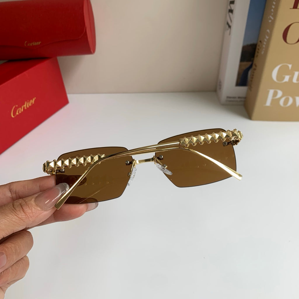 Cartier Lightweight Rimless Brown Lens Sunglasses for Men & Women - 372268 - detail image 7