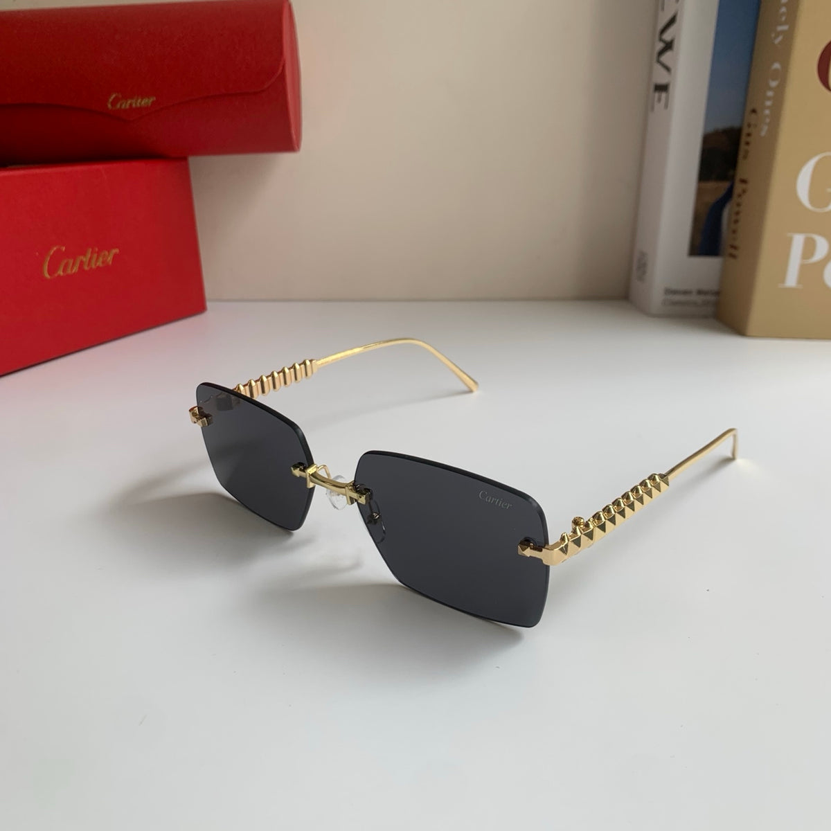 Cartier Lightweight Rimless Silver Lens Sunglasses for Men & Women - 449525 - detail image 2