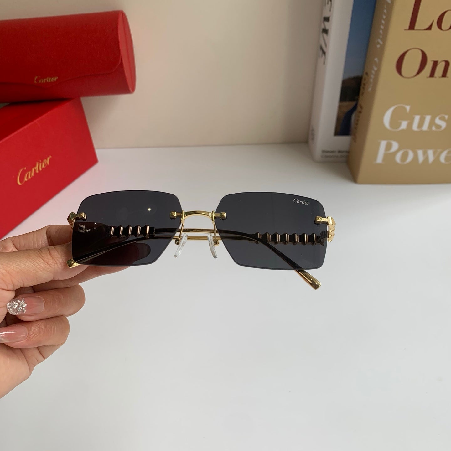 Cartier Lightweight Rimless Silver Lens Sunglasses for Men & Women - 372270 - detail image 3
