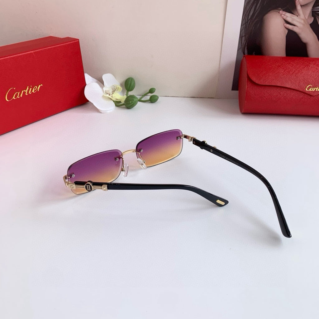 Cartier Lightweight Rimless Purple Lens Sunglasses for Men & Women - 372172 - detail image 2