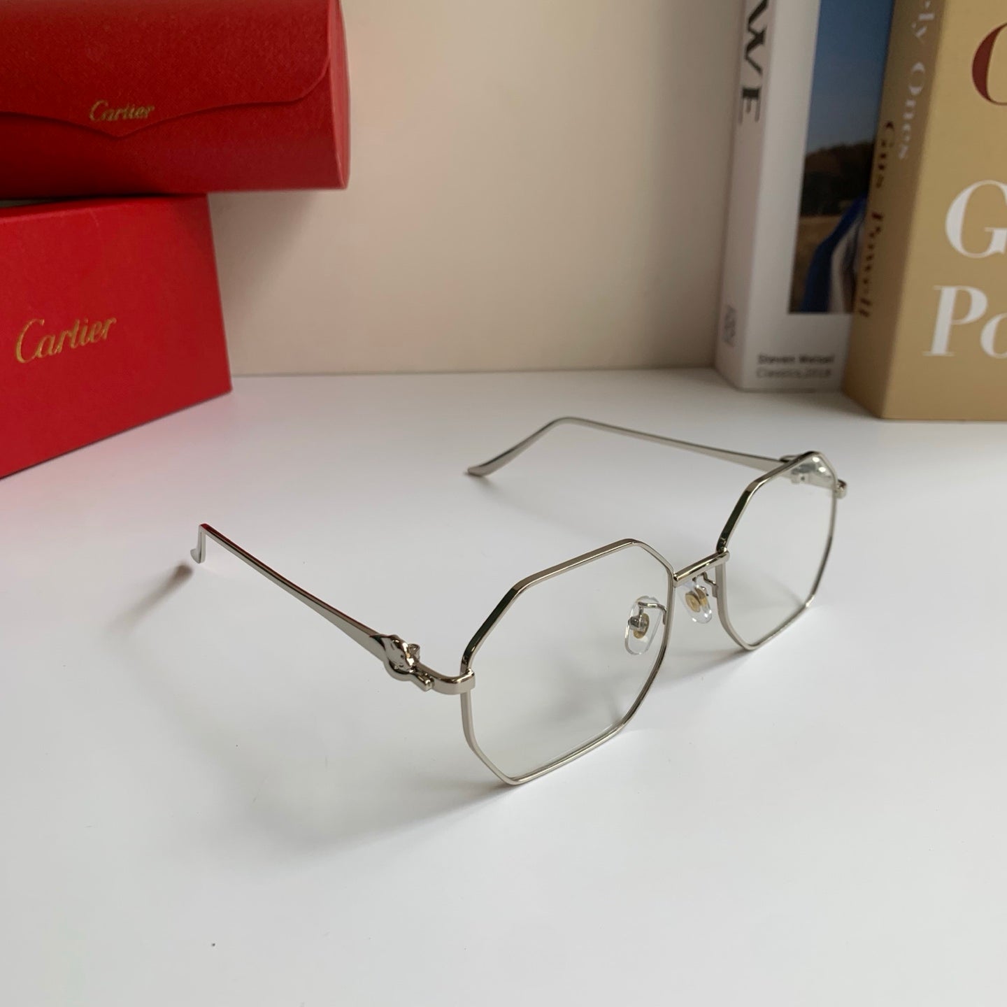 Cartier Metal Fashion Silver Lens Sunglasses for Men & Women - 372209