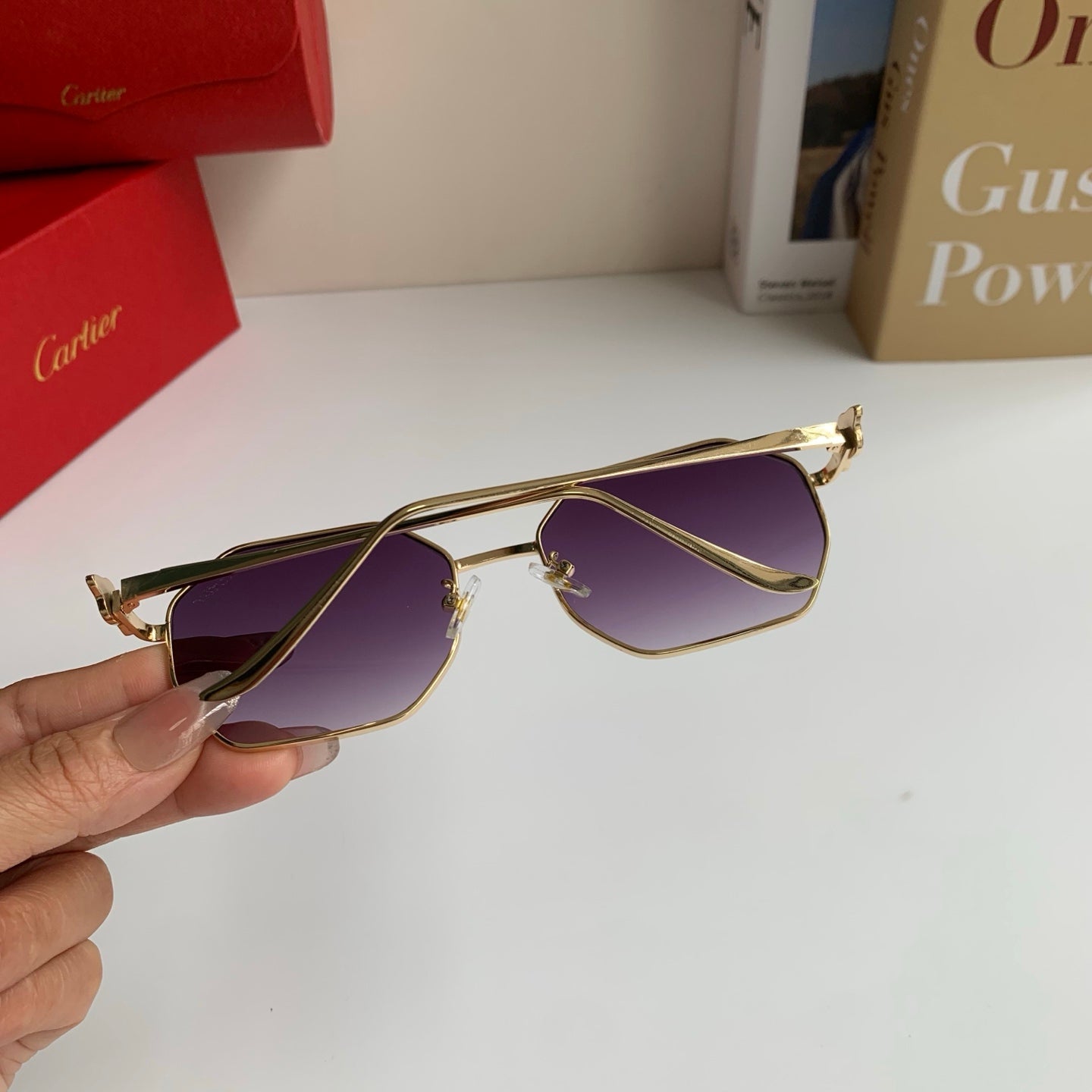 Cartier Metal Fashion Silver Lens Sunglasses for Men & Women - 372211 - detail image 6