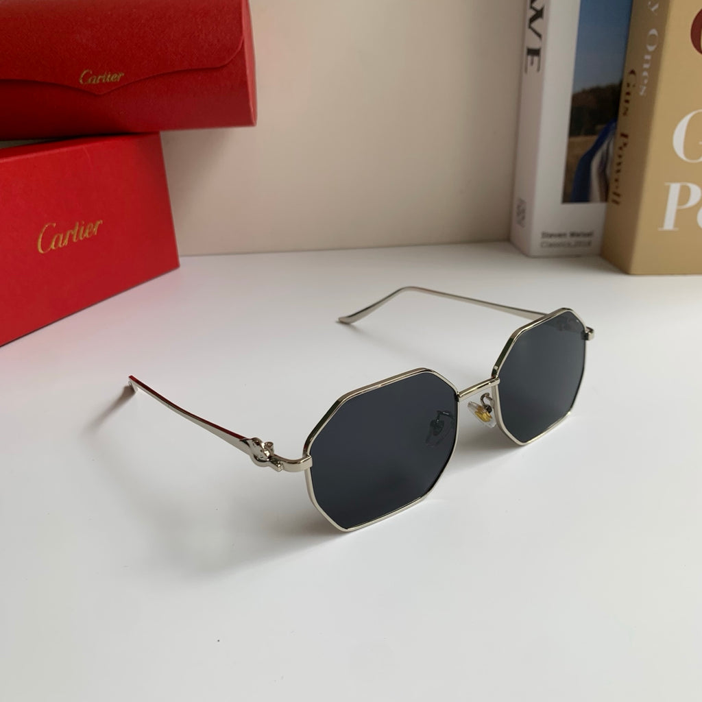 Cartier Metal Fashion Silver Lens Sunglasses for Men & Women - 372210