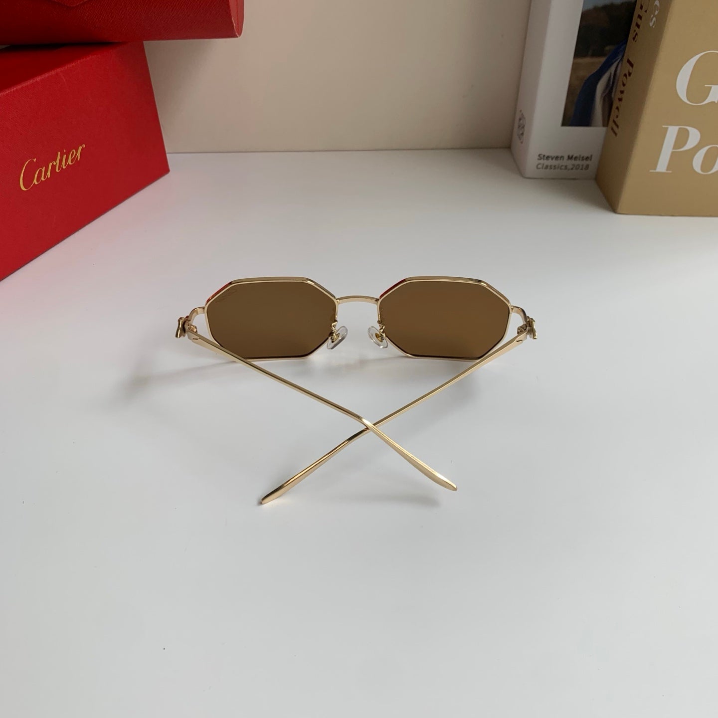 Cartier Metal Fashion Brown Lens Sunglasses for Men & Women - 372213 - detail image 8