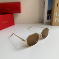 Cartier Metal Fashion Brown Lens Sunglasses for Men & Women - 372213