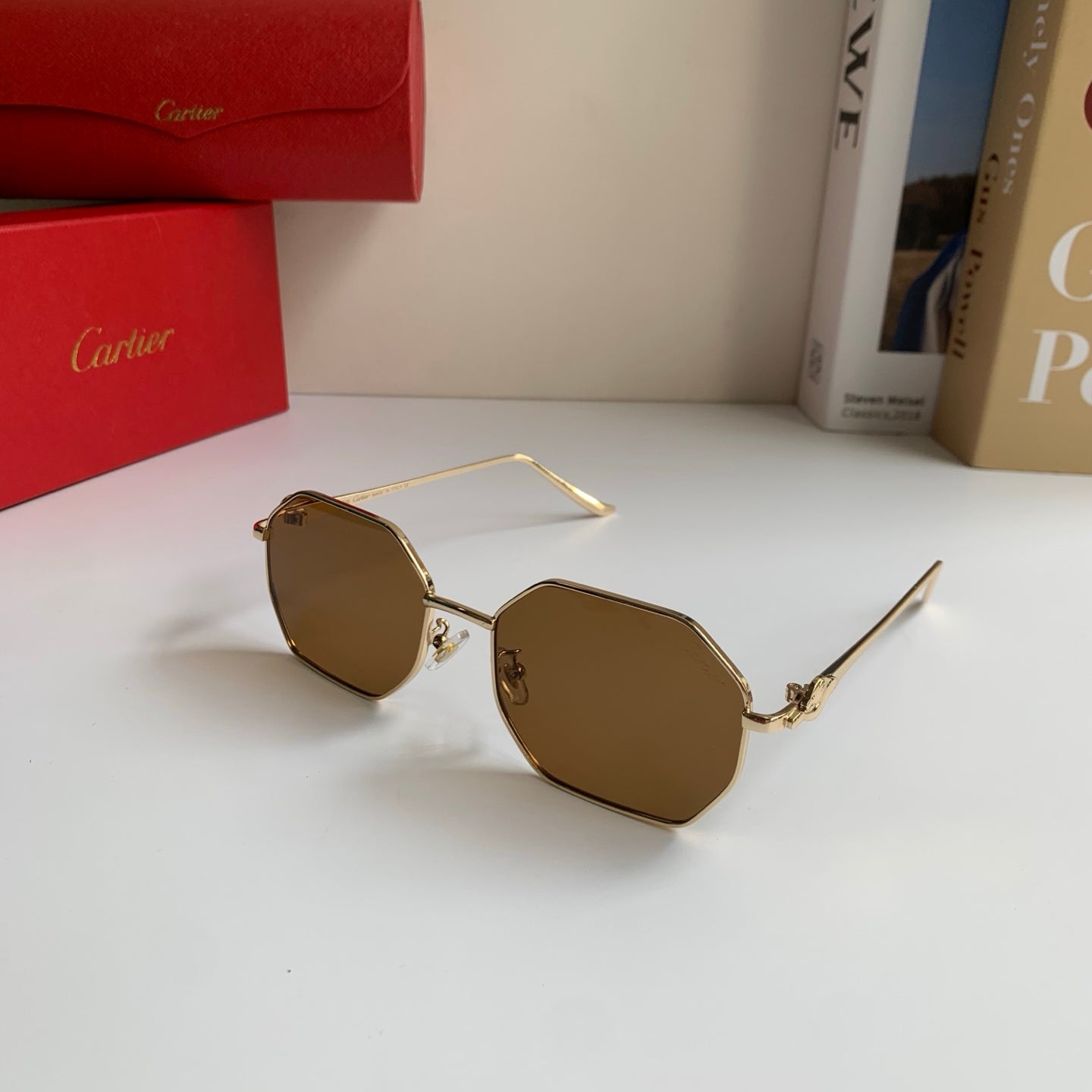 Cartier Metal Fashion Brown Lens Sunglasses for Men & Women - 372213 - detail image 2
