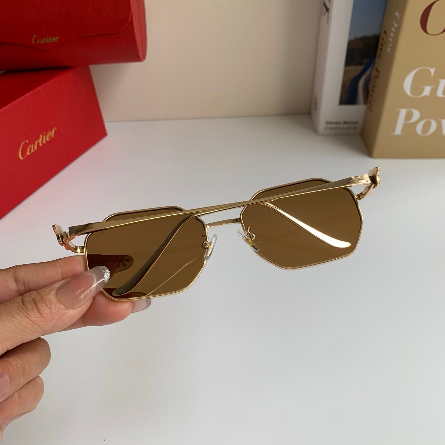 Cartier Metal Fashion Brown Lens Sunglasses for Men & Women - 372213 - detail image 6