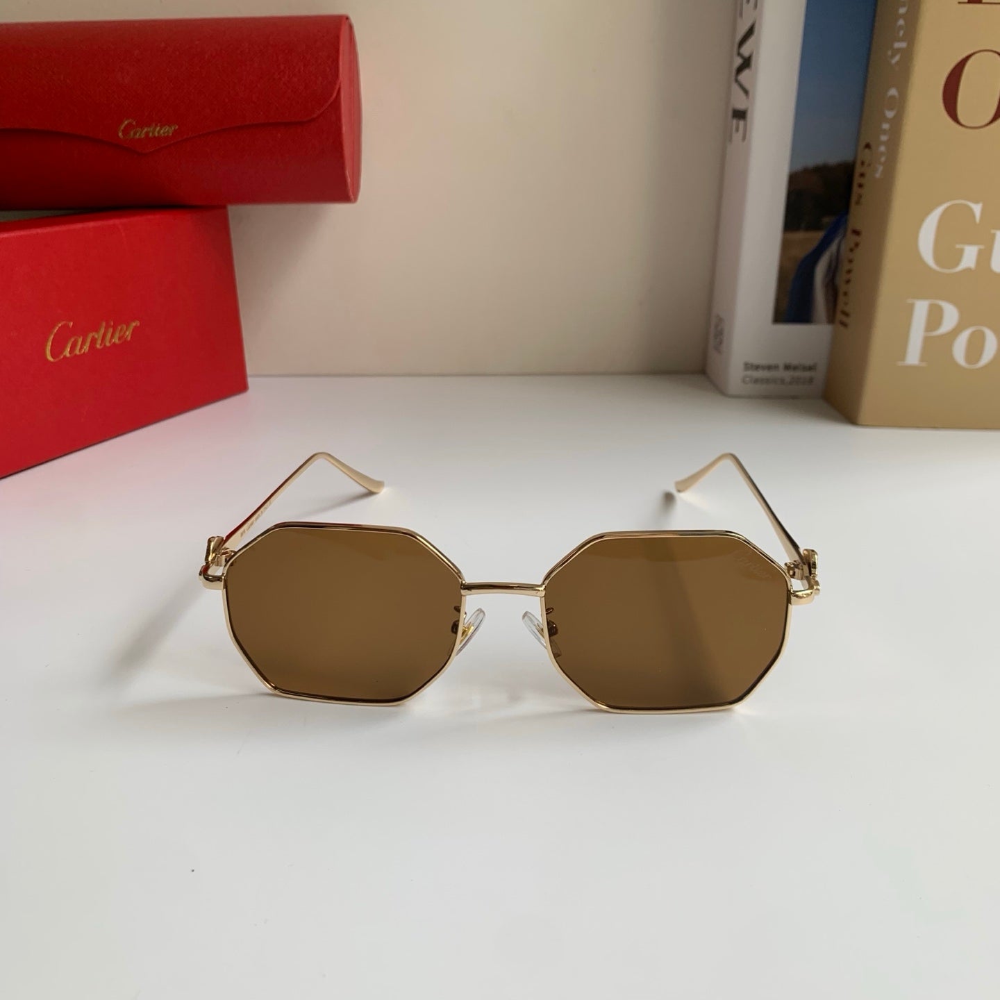 Cartier Metal Fashion Brown Lens Sunglasses for Men & Women - 372213 - detail image 3