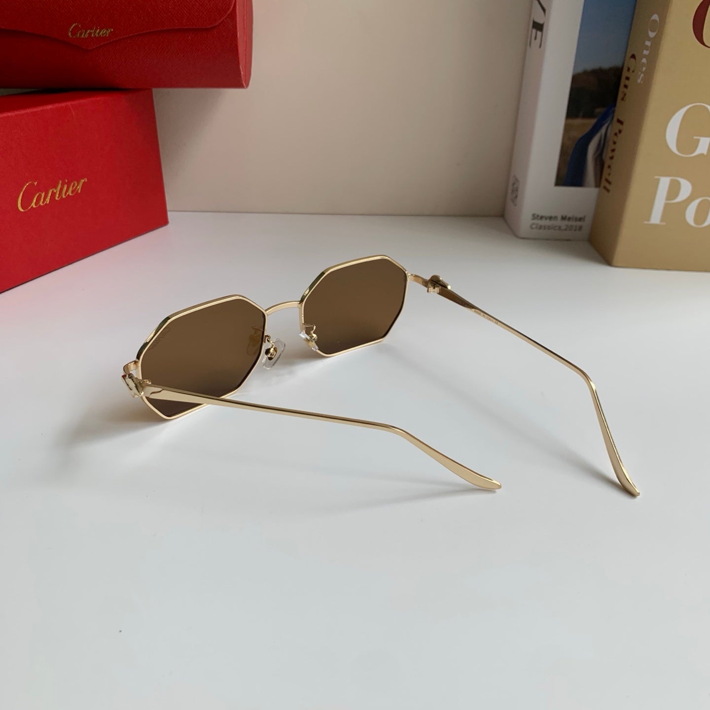 Cartier Metal Fashion Brown Lens Sunglasses for Men & Women - 372213 - detail image 7