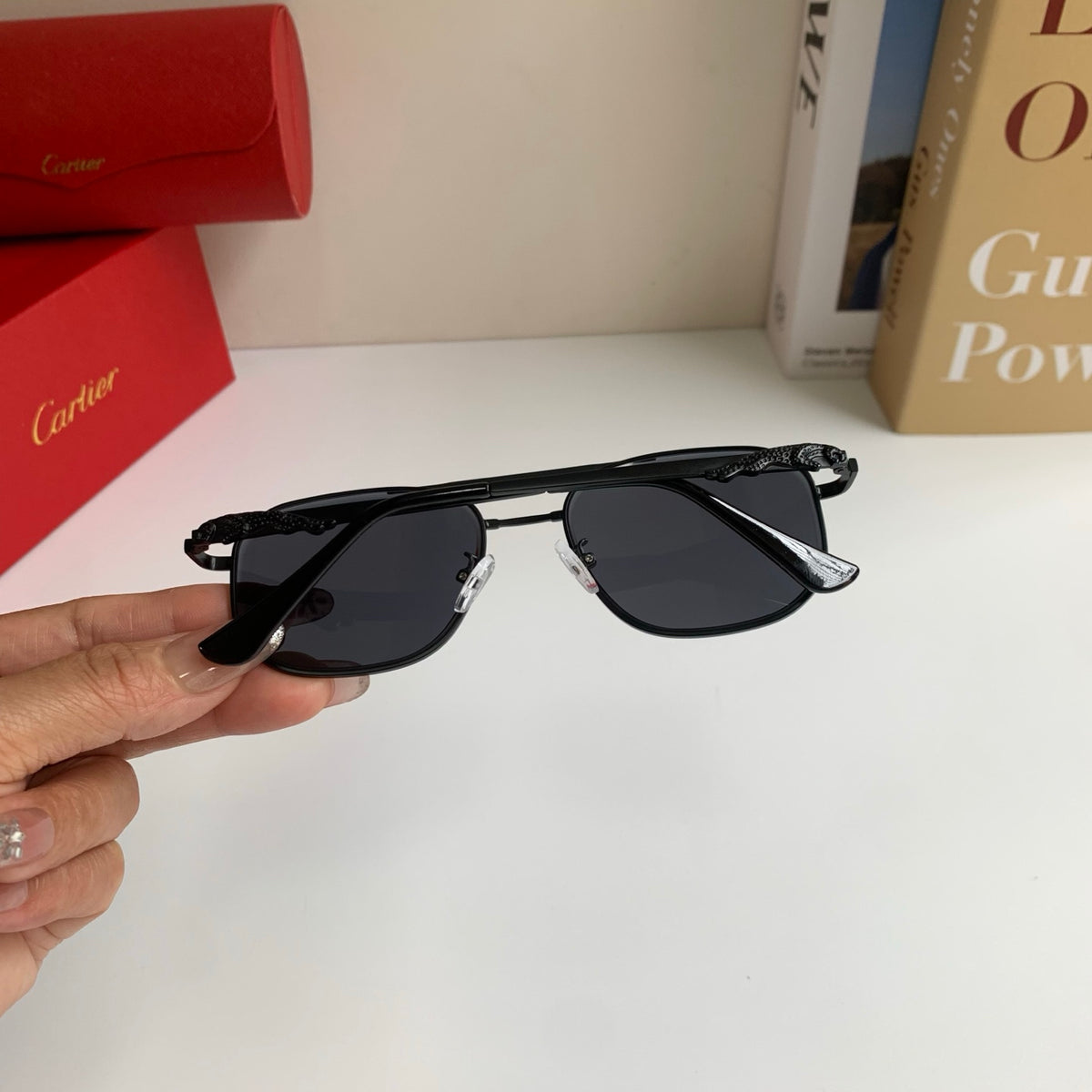 Cartier Metal Fashion Silver Lens Sunglasses for Men & Women - 382846 - detail image 8