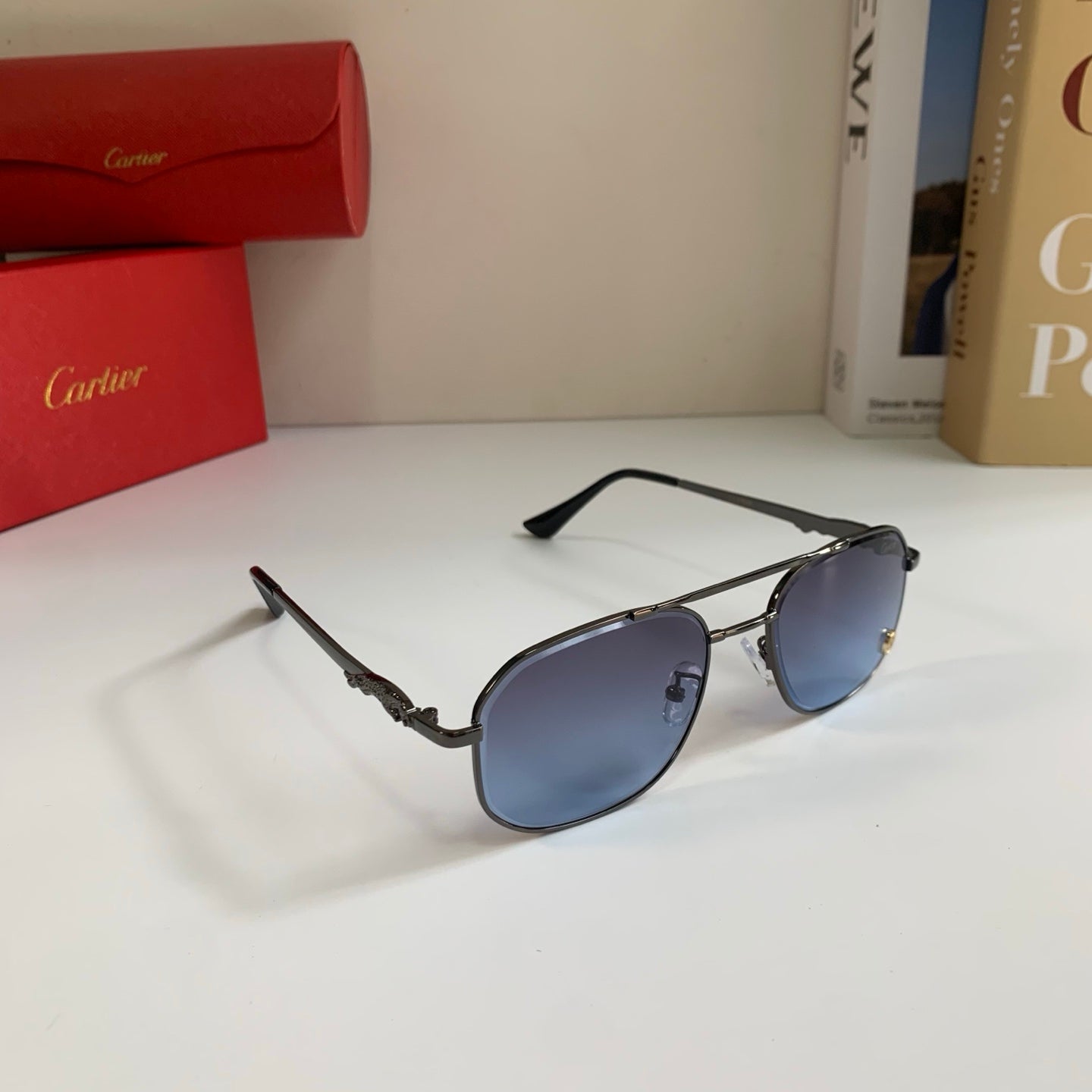 Cartier Metal Fashion Silver Lens Sunglasses for Men & Women - 382849