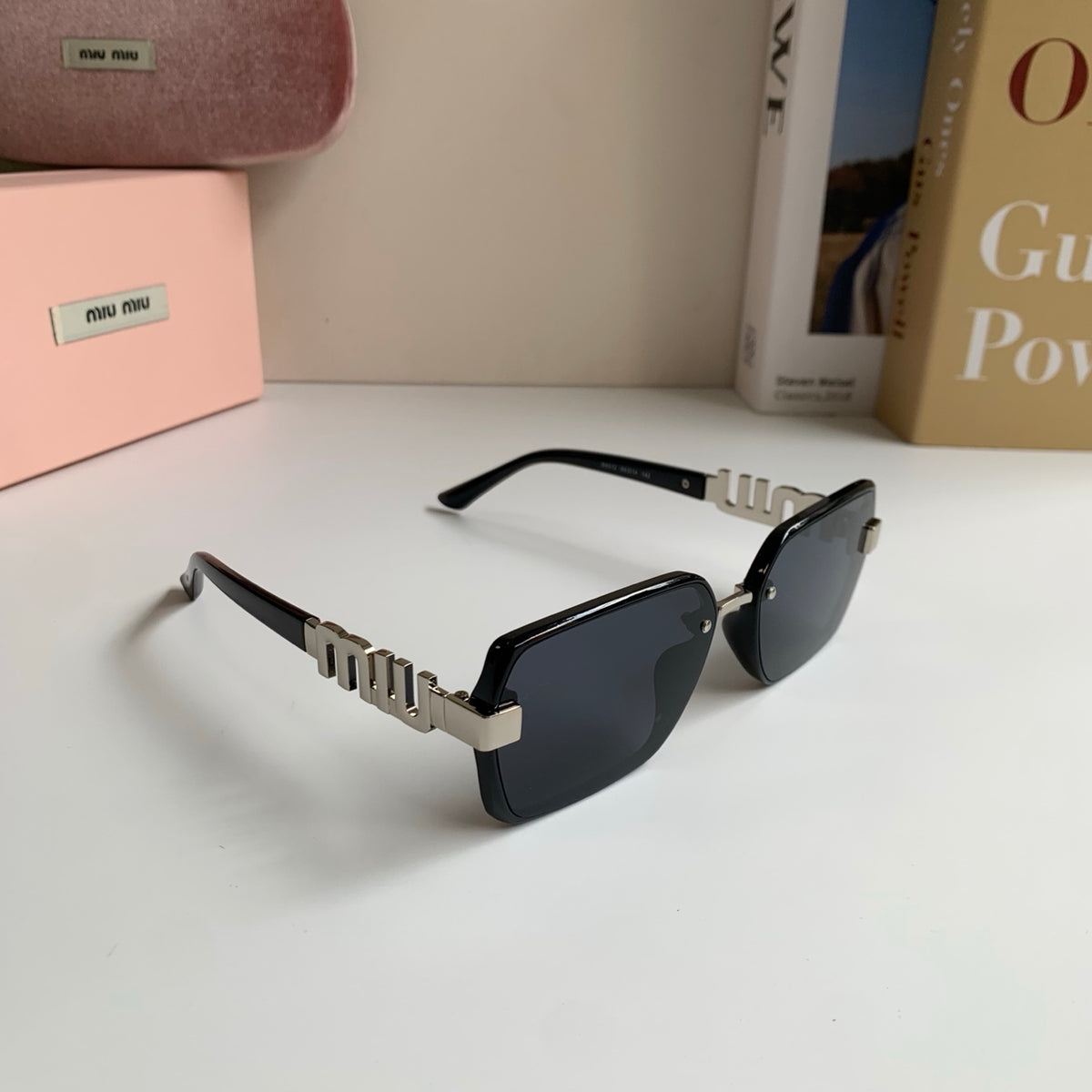 Miu Miu Square Silver Lens Sunglasses for Men & Women - 399202