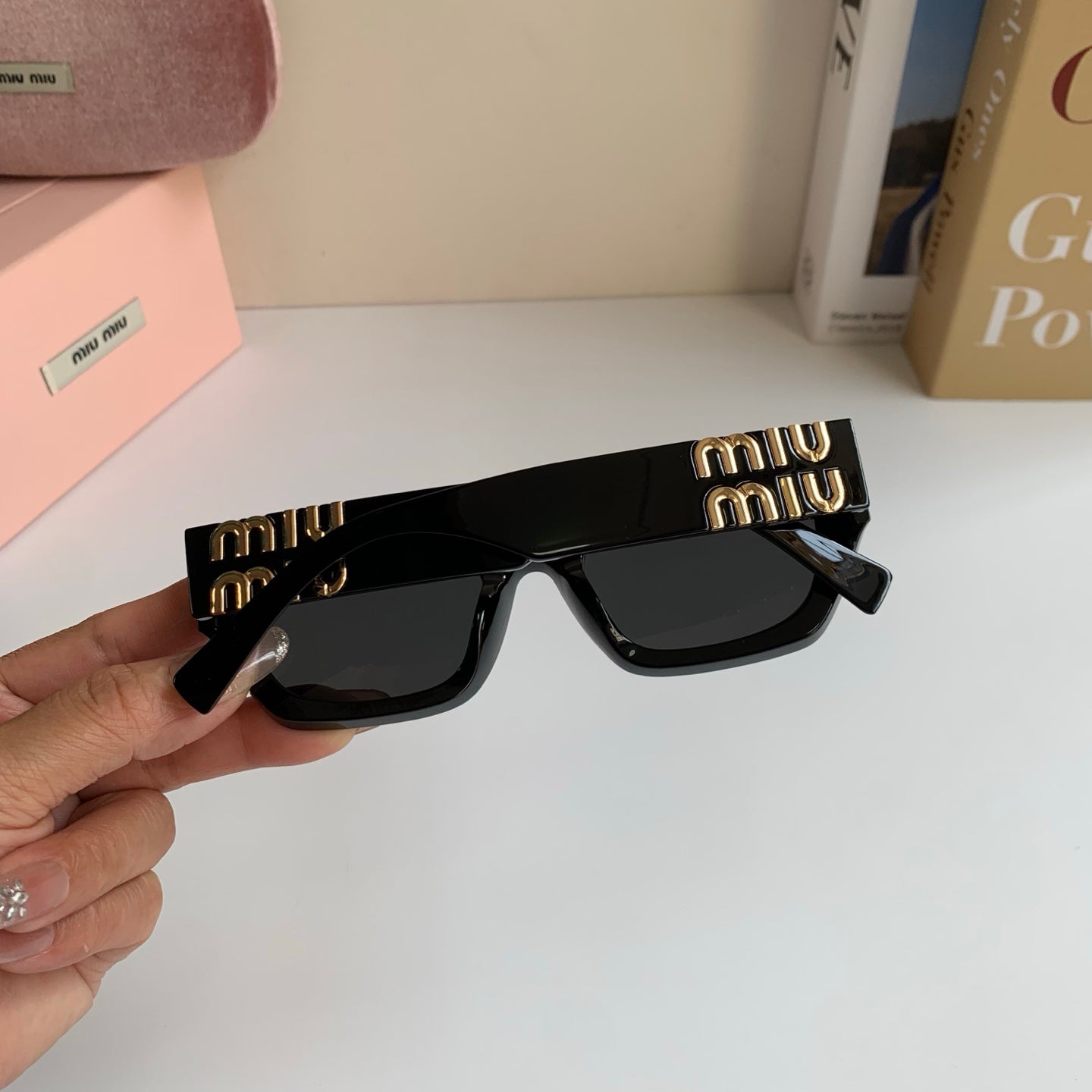 Miu Miu Square Gold Lens Sunglasses for Men & Women - 416260 - detail image 8