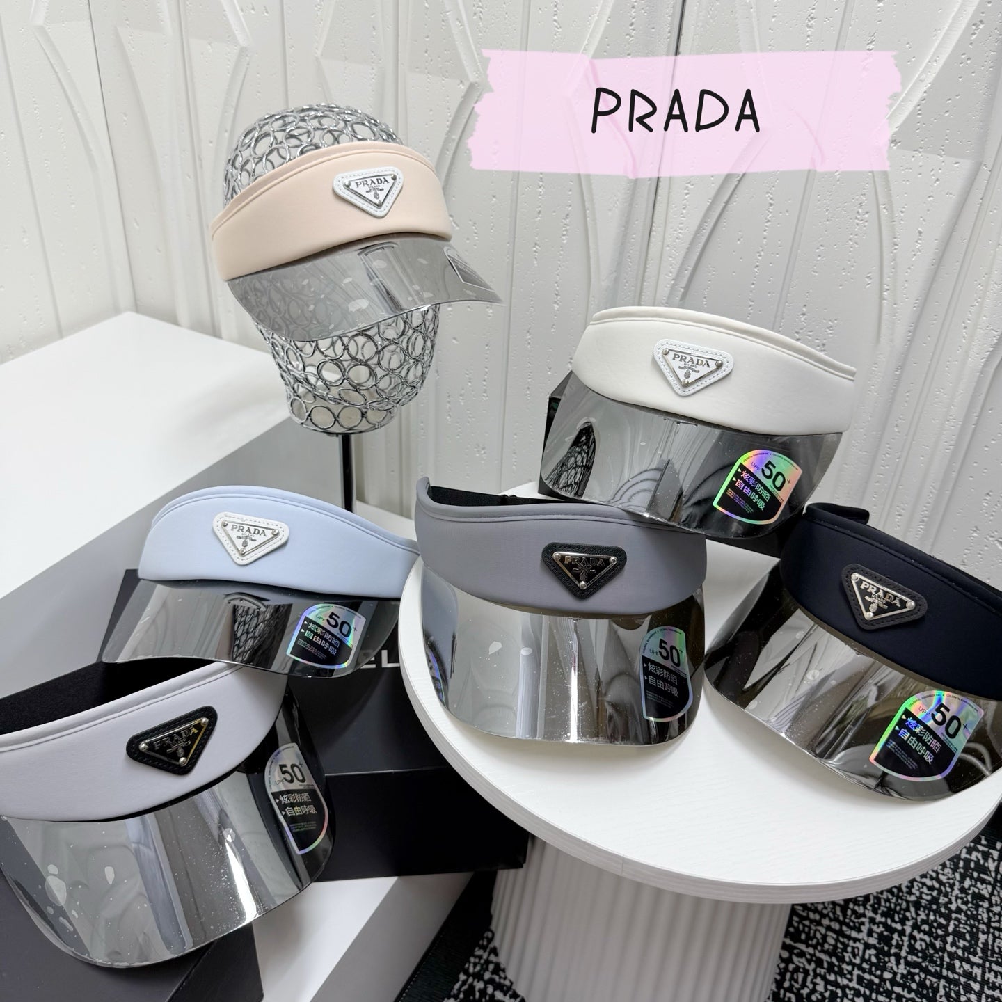 Prada Fashion Gray Sun Visor for Men & Women