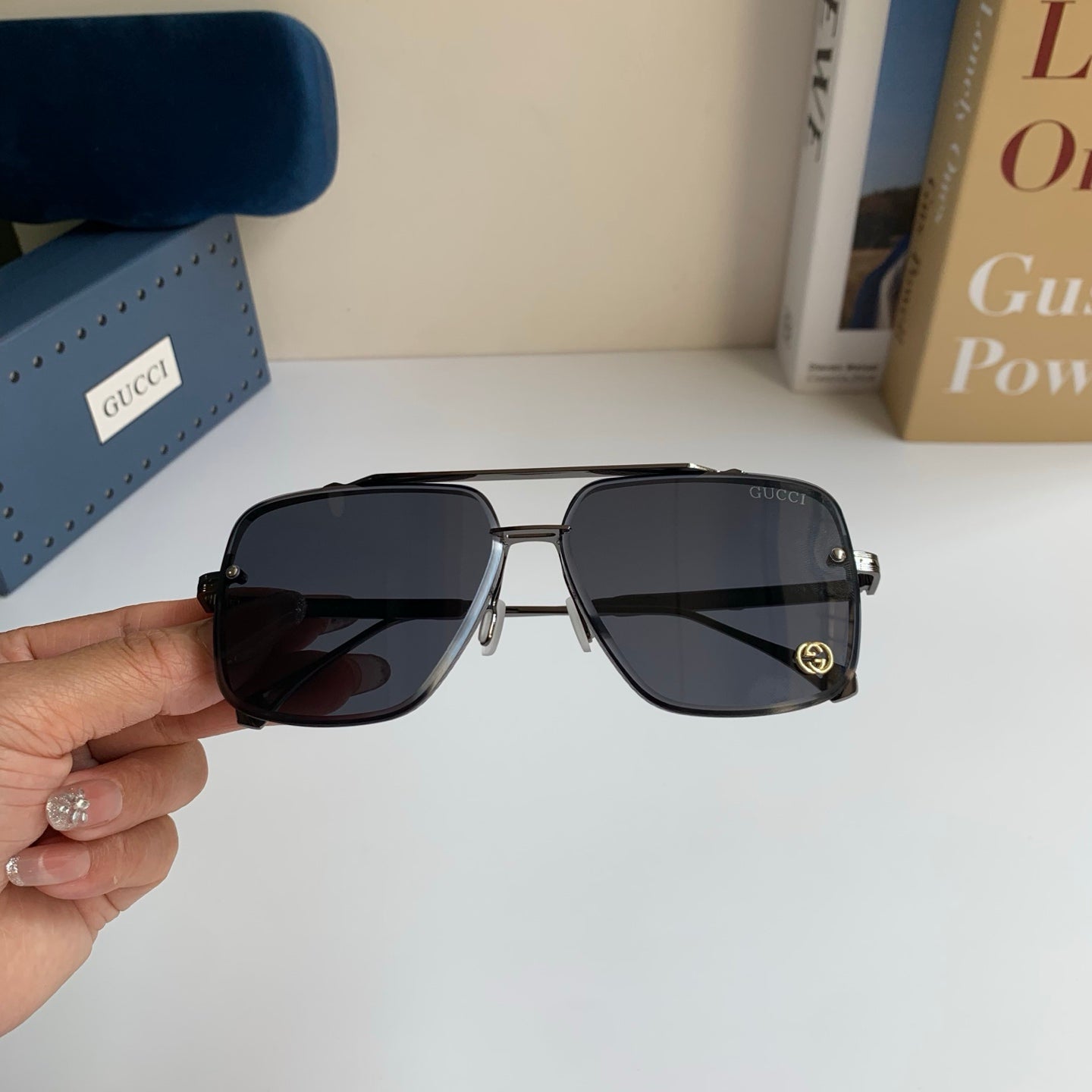 Gucci Metal Square Silver Lens Sunglasses for Men & Women - 486420 - detail image 3