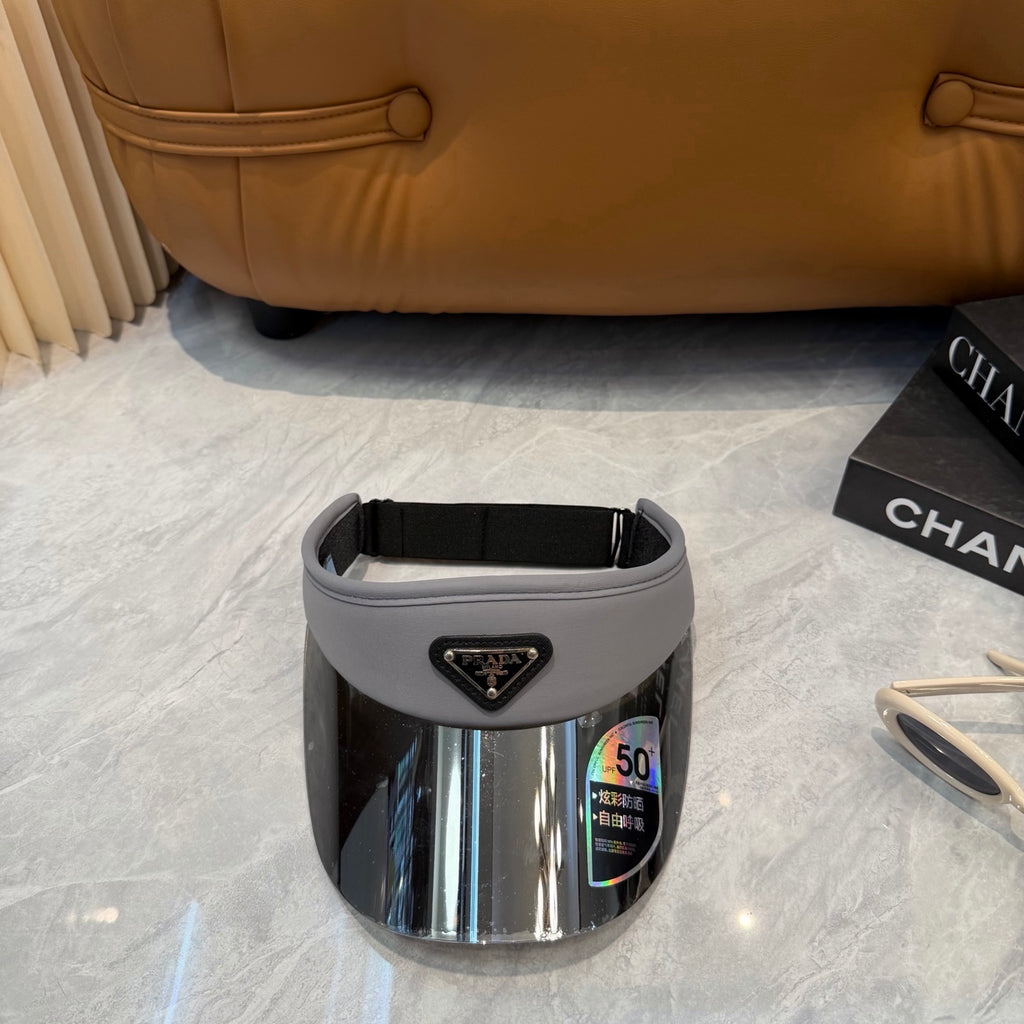 Prada Blue-Light Fashion Silver Sun Visor for Men & Women