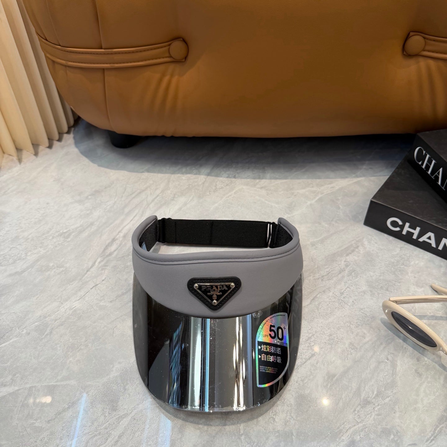 Prada Blue-Light Fashion Silver Sun Visor for Men & Women