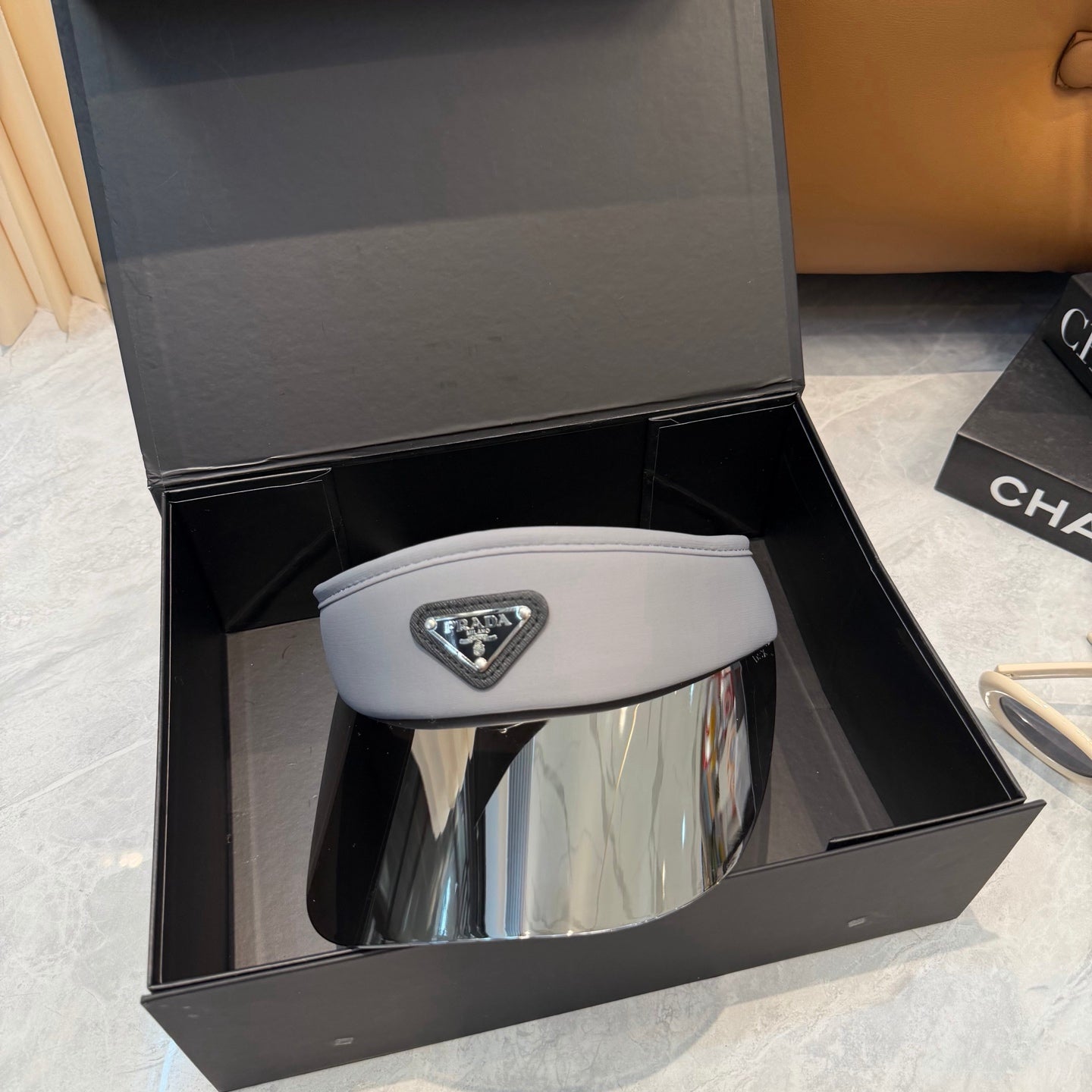Prada Blue-Light Fashion Silver Sun Visor for Men & Women - detail image 2