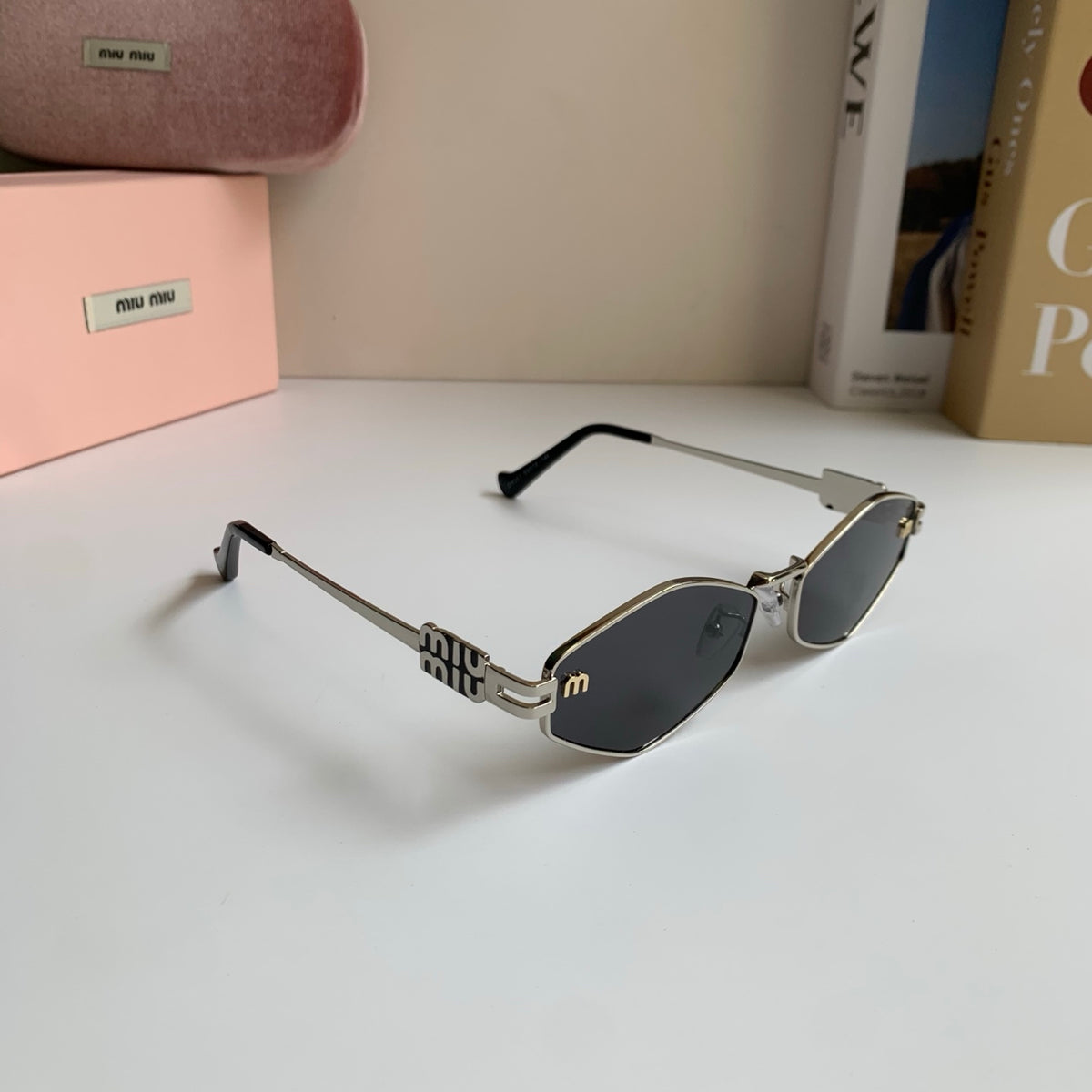 Miu Miu Metal Round Silver Lens Sunglasses for Men & Women - 432699
