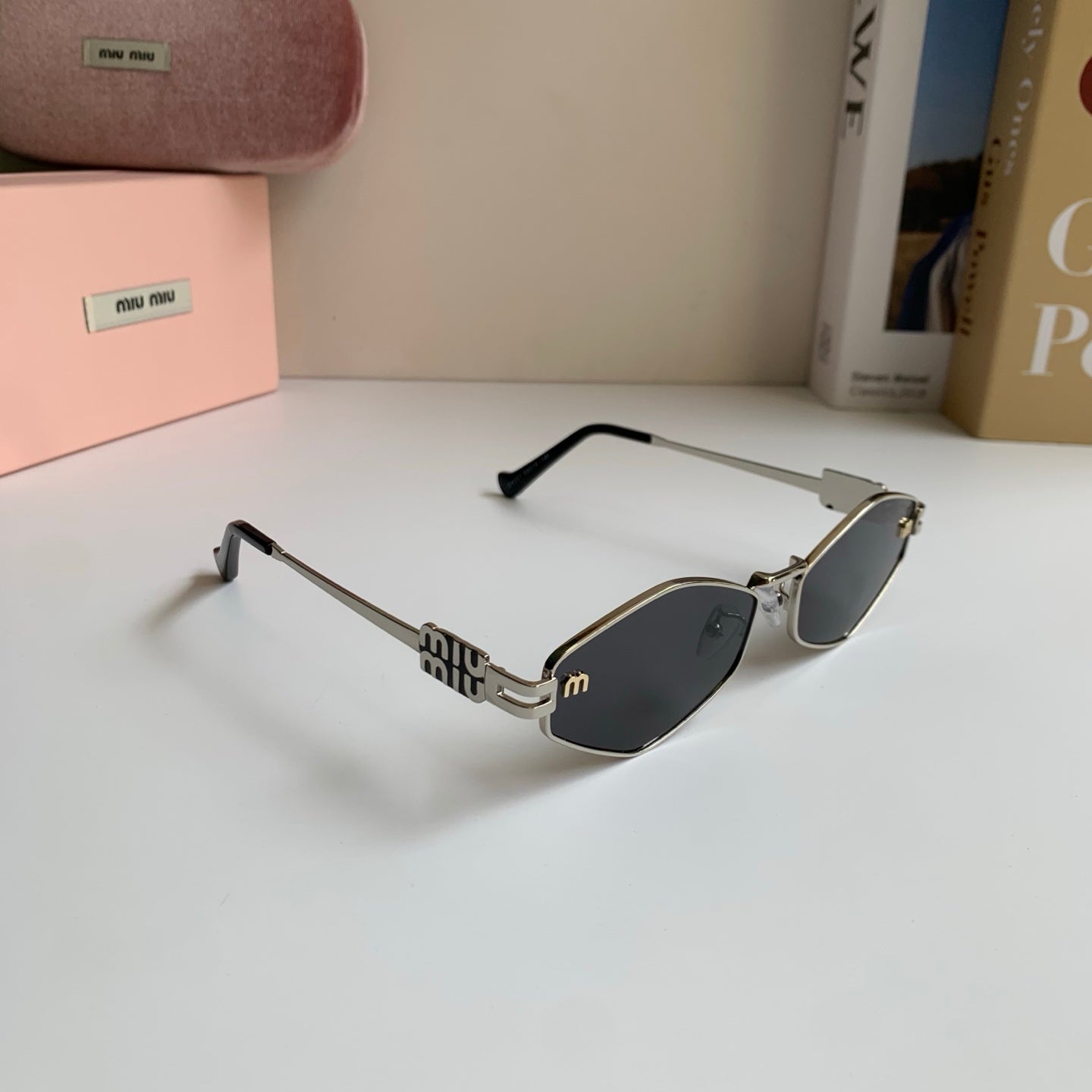 Miu Miu Metal Round Silver Lens Sunglasses for Men & Women - 432699