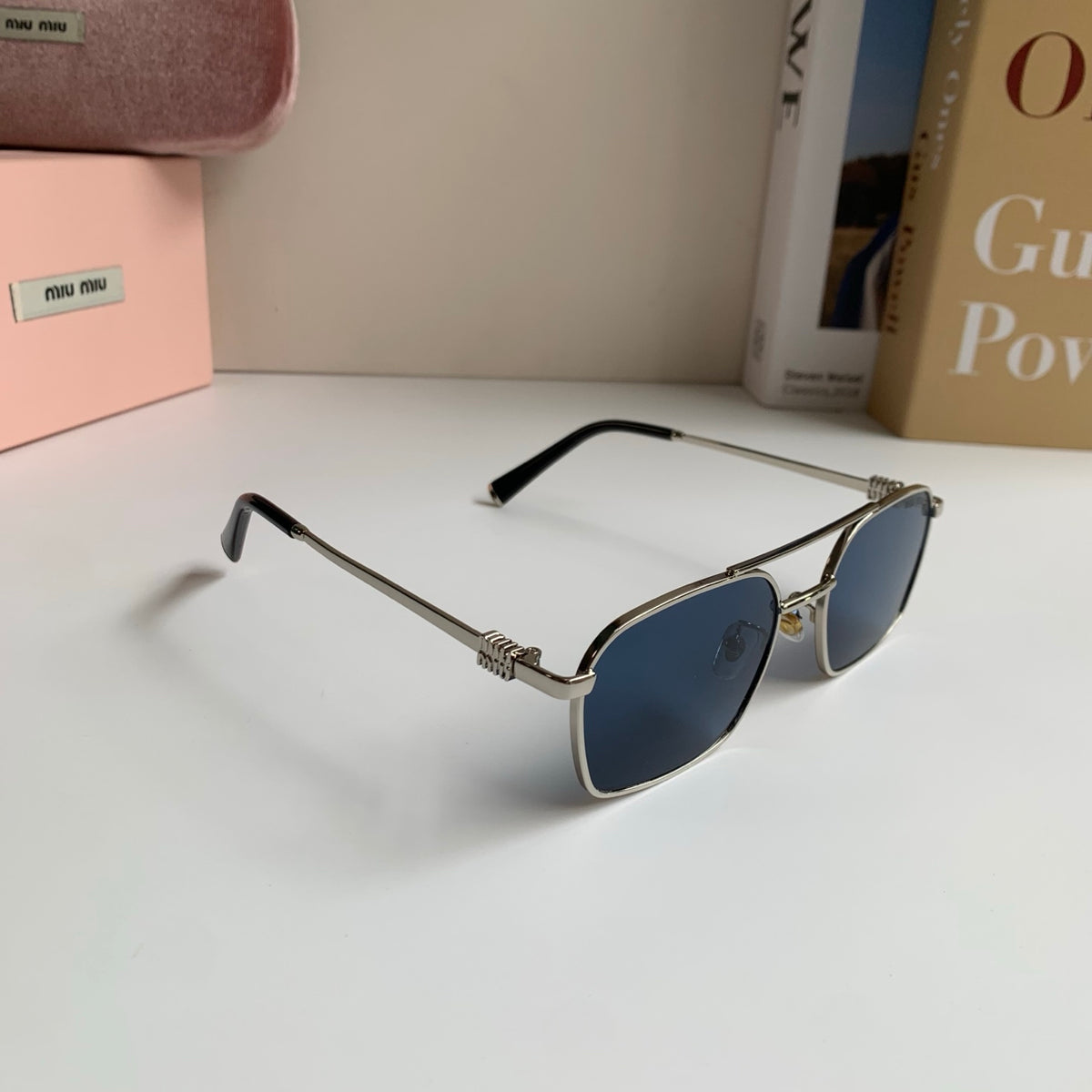 Miu Miu Metal Fashion Silver Lens Sunglasses for Men & Women - 432624
