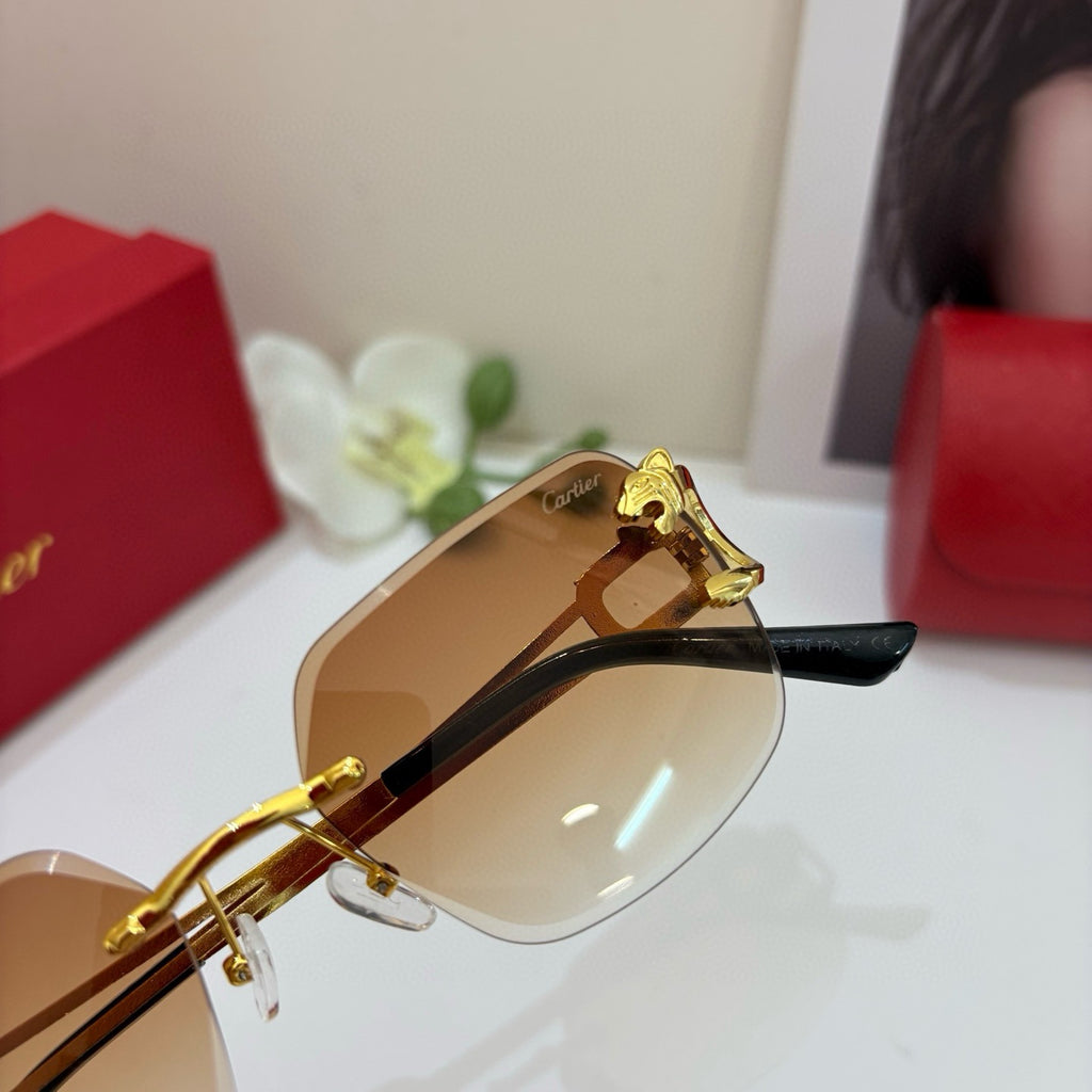 Cartier Fashion Orange Lens Sunglasses for Men & Women - 382770