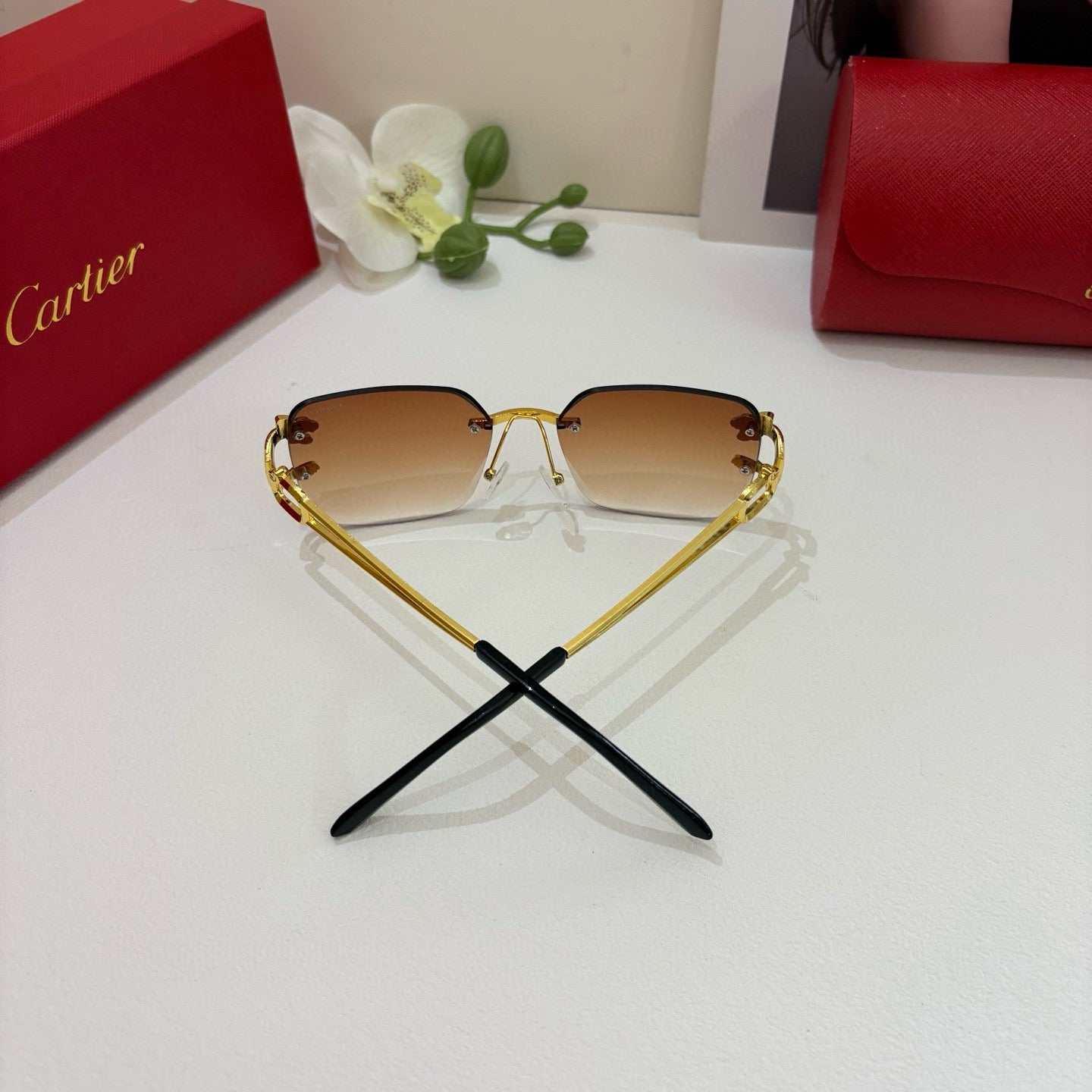 Cartier Fashion Orange Lens Sunglasses for Men & Women - 382770 - detail image 2