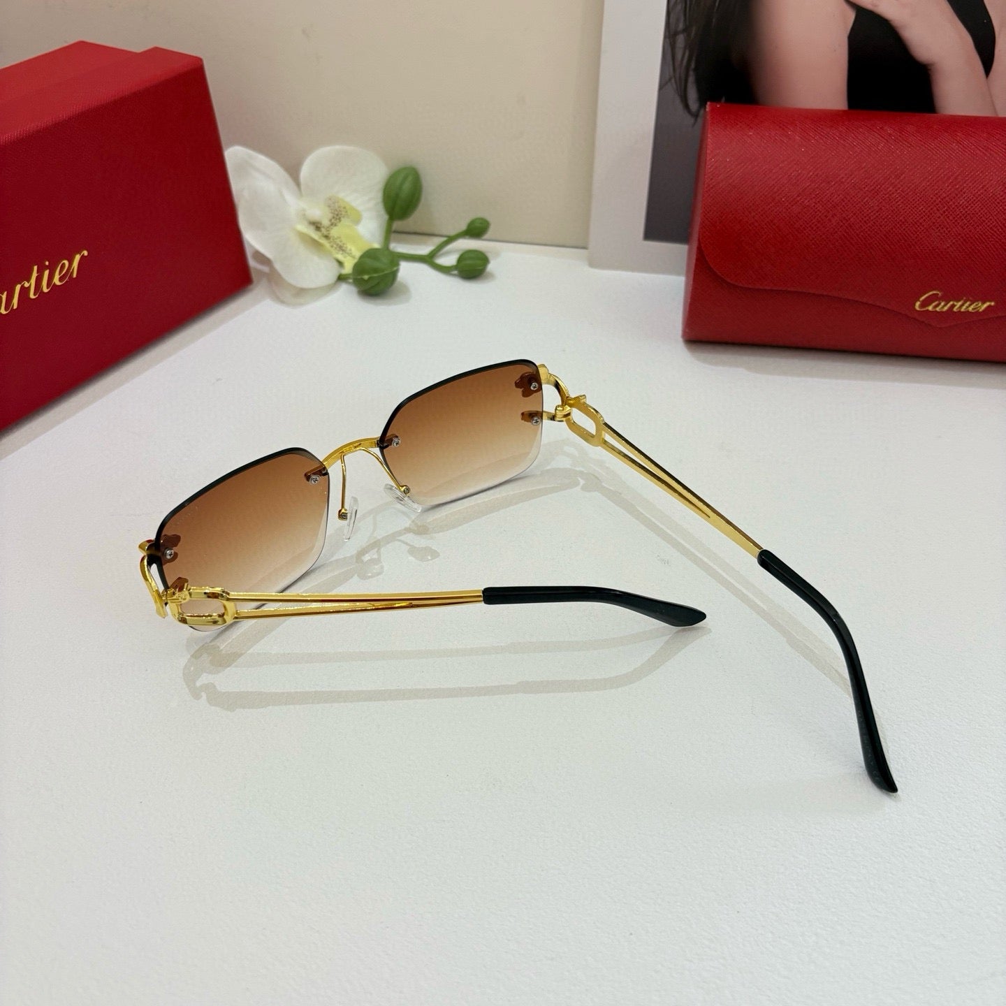 Cartier Fashion Orange Lens Sunglasses for Men & Women - 382770 - detail image 3